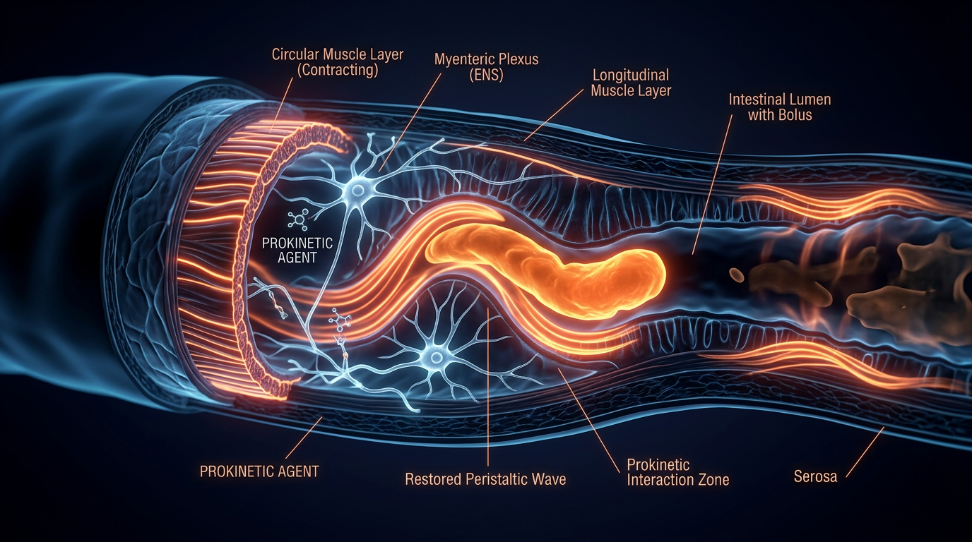 Scientific illustration for Prokinetics: Restoring the Peristaltic Rhythm Post-Treatment