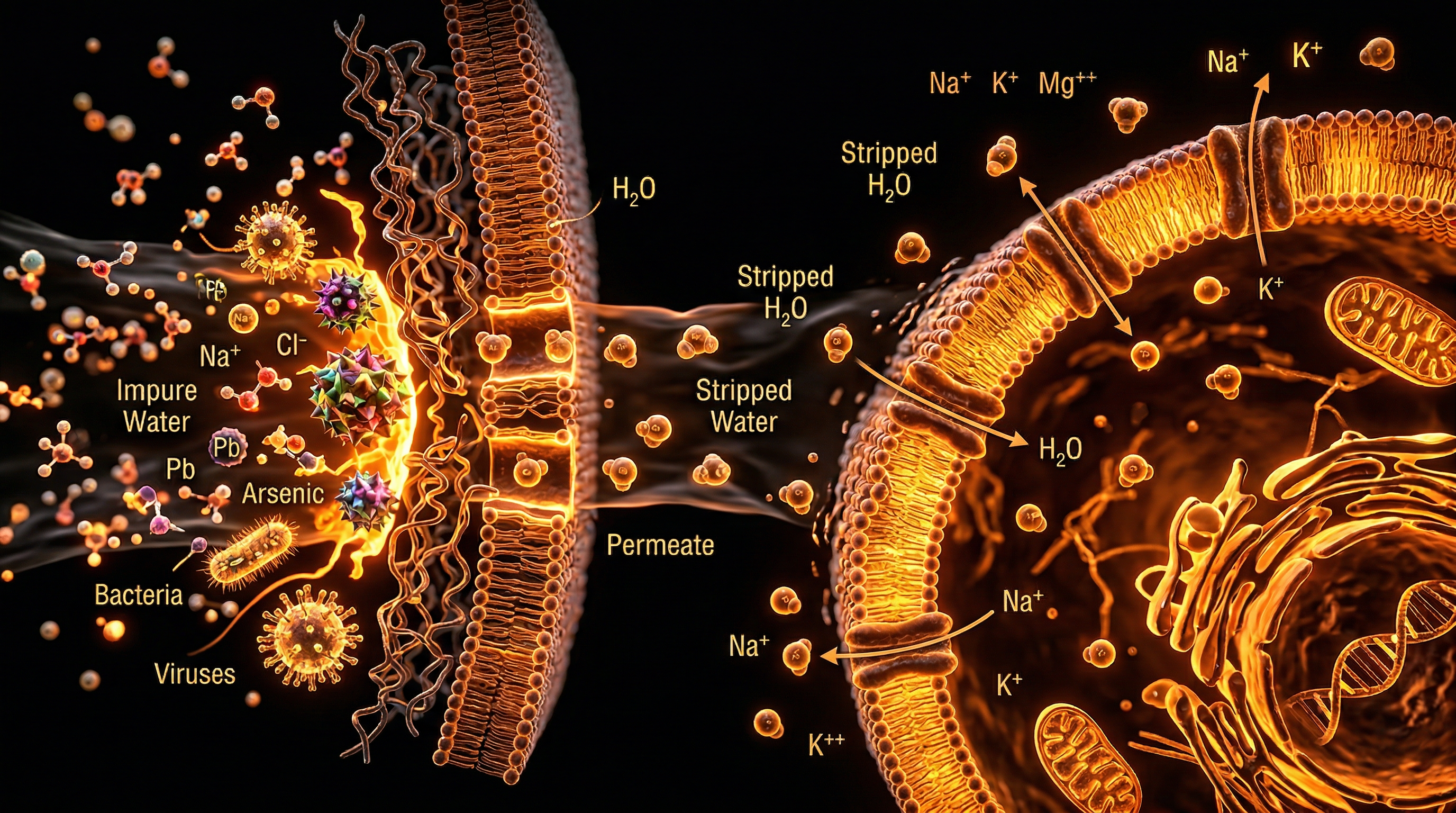 Scientific illustration for Reverse Osmosis: The Pros and Cons of Stripped Water