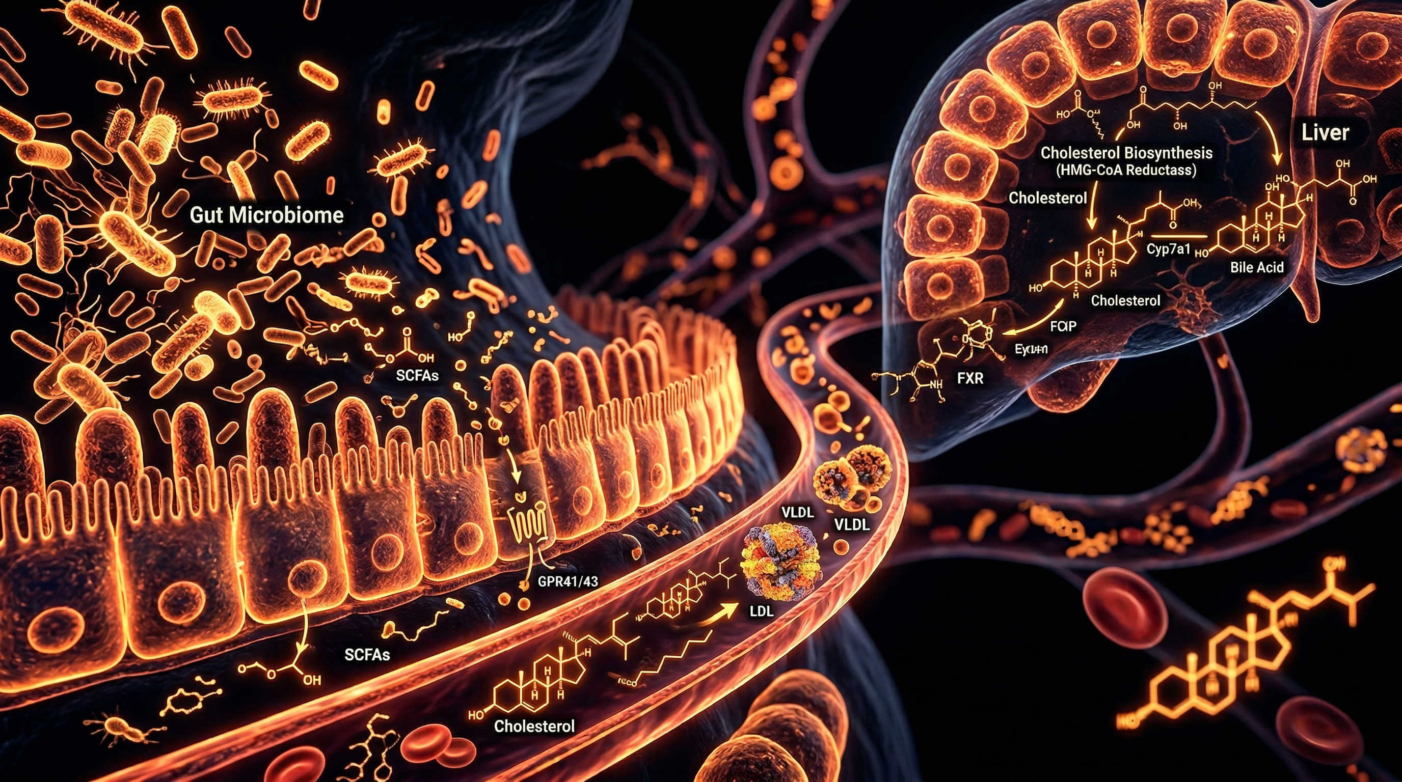 Scientific illustration for The Microbiome-Lipid Axis: Gut Health and Cholesterol