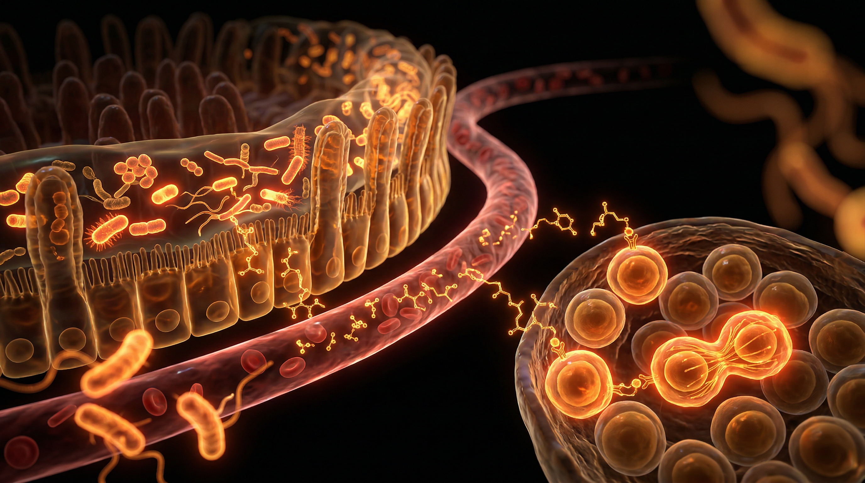 Scientific illustration for The Microbiome-Stem Cell Axis: Gut Health and Systemic Repair