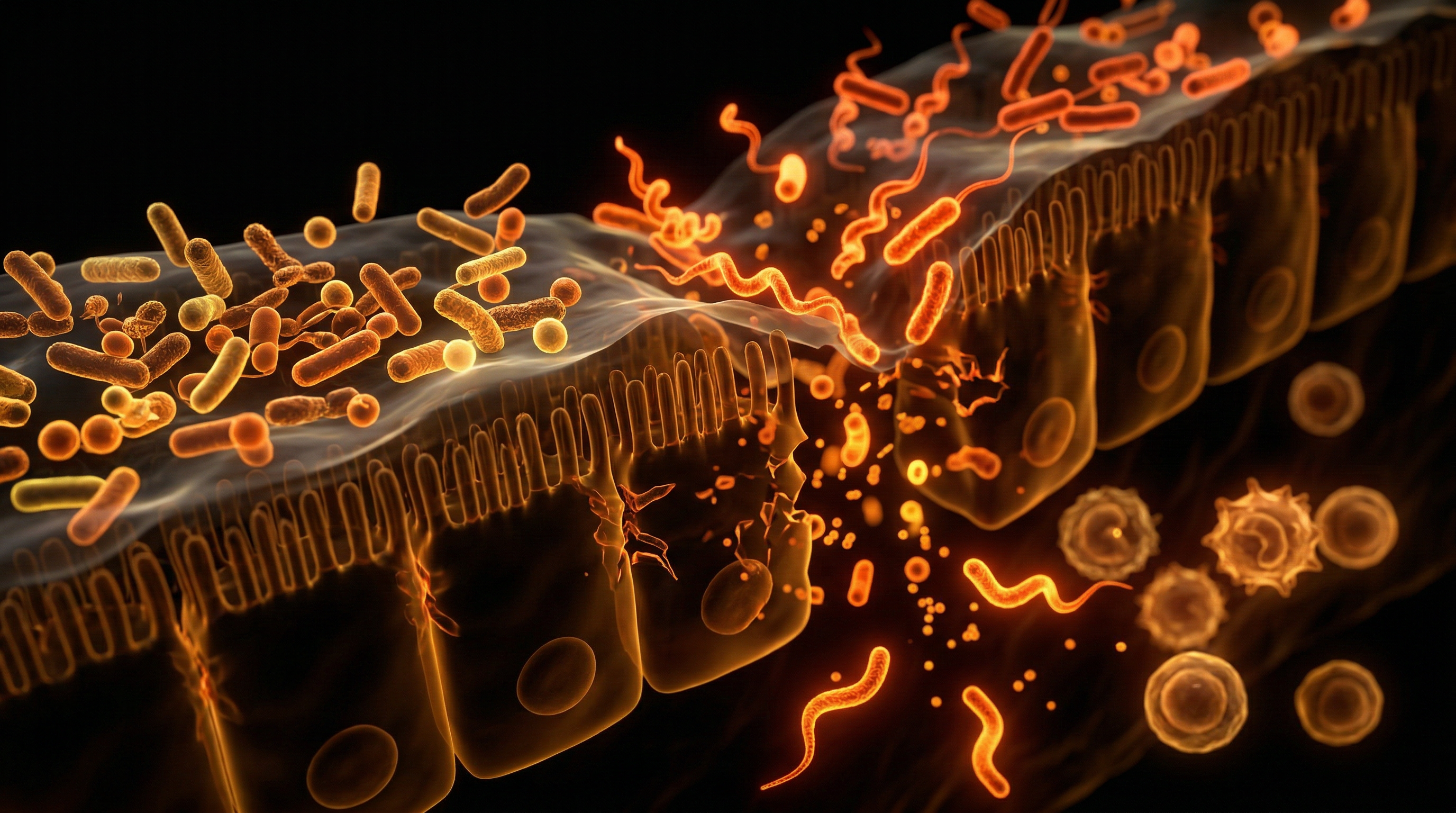Scientific illustration for Microbiome Dysbiosis: Impact on Gut Flora Integrity