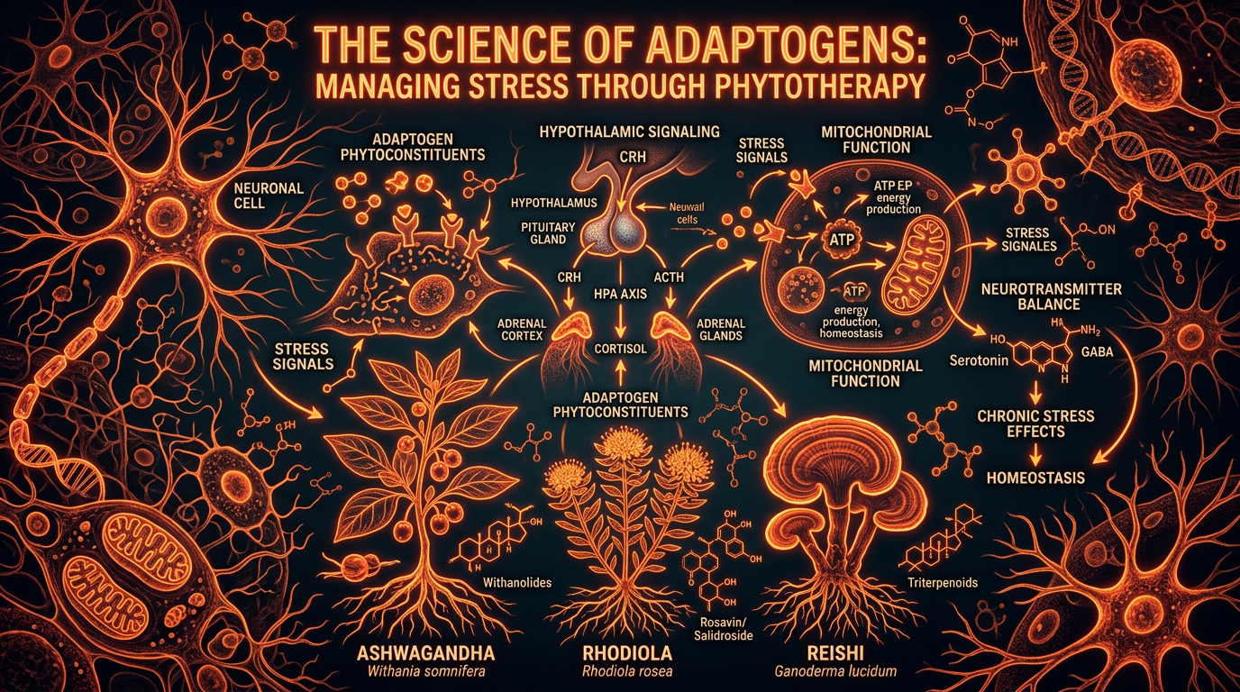 Scientific illustration for The Science of Adaptogens: Managing Stress through Phytotherapy