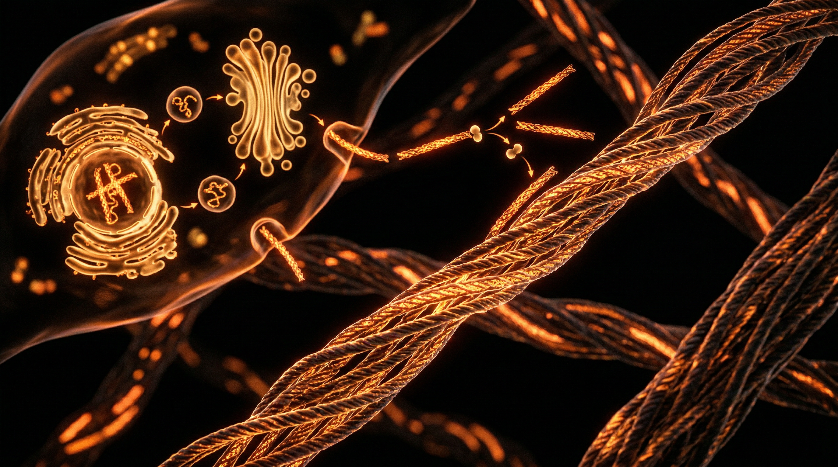 Scientific illustration for Collagen Synthesis Architecture
