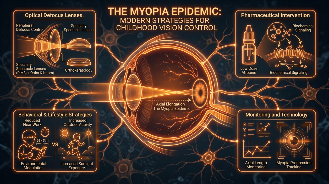 Scientific illustration for The Myopia Epidemic: Modern Strategies for Childhood Vision Control
