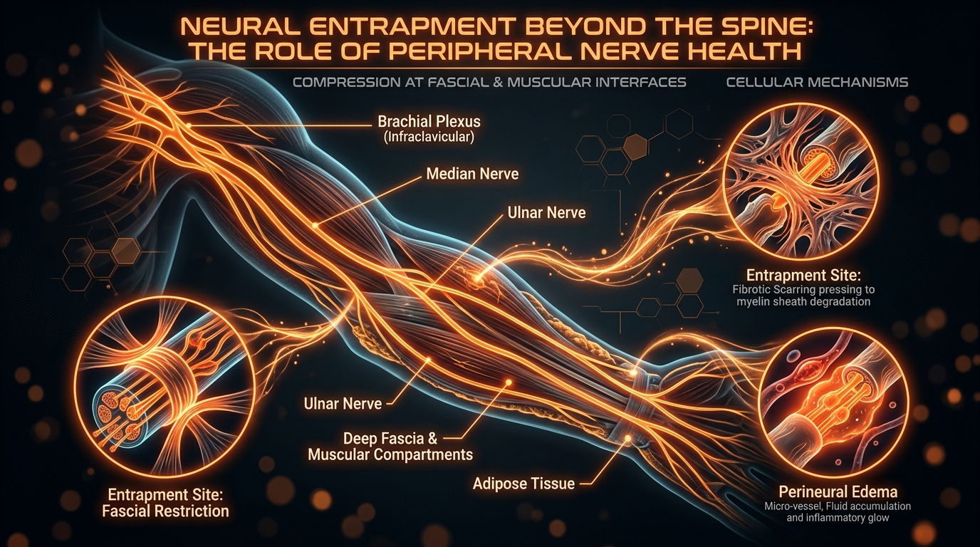 Scientific illustration for Neural Entrapment Beyond the Spine: The Role of Peripheral Nerve Health