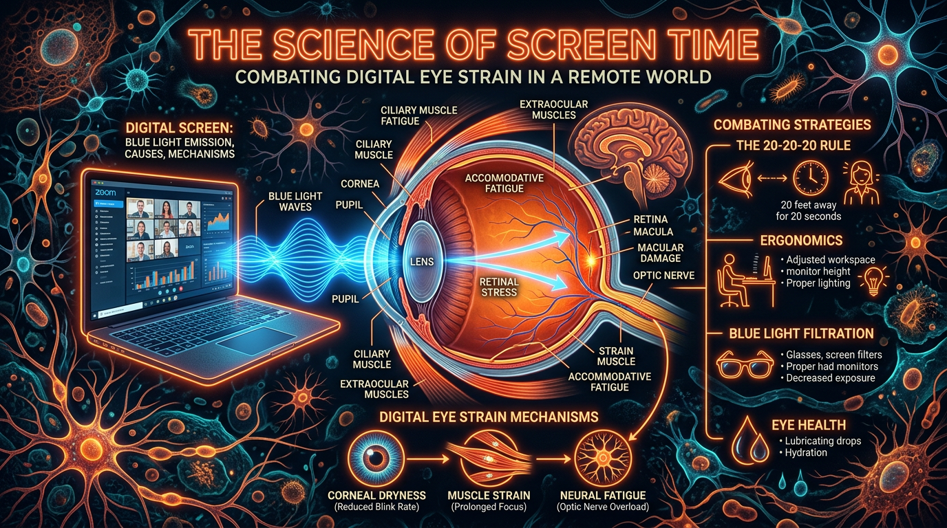 Scientific illustration for The Science of Screen Time: Combating Digital Eye Strain in a Remote World