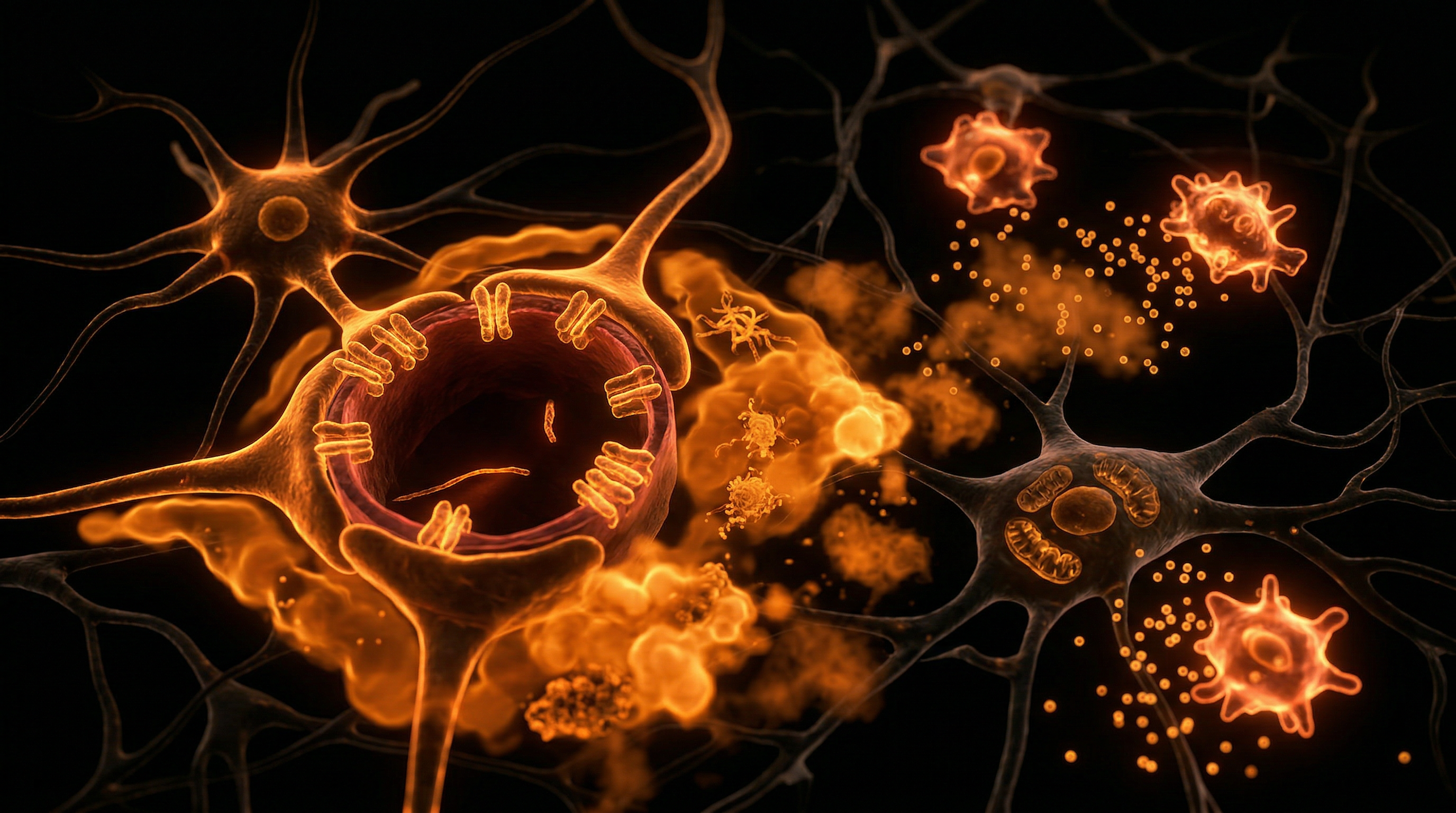 Scientific illustration for Post-Viral Fatigue and Glymphatic Congestion Mechanisms