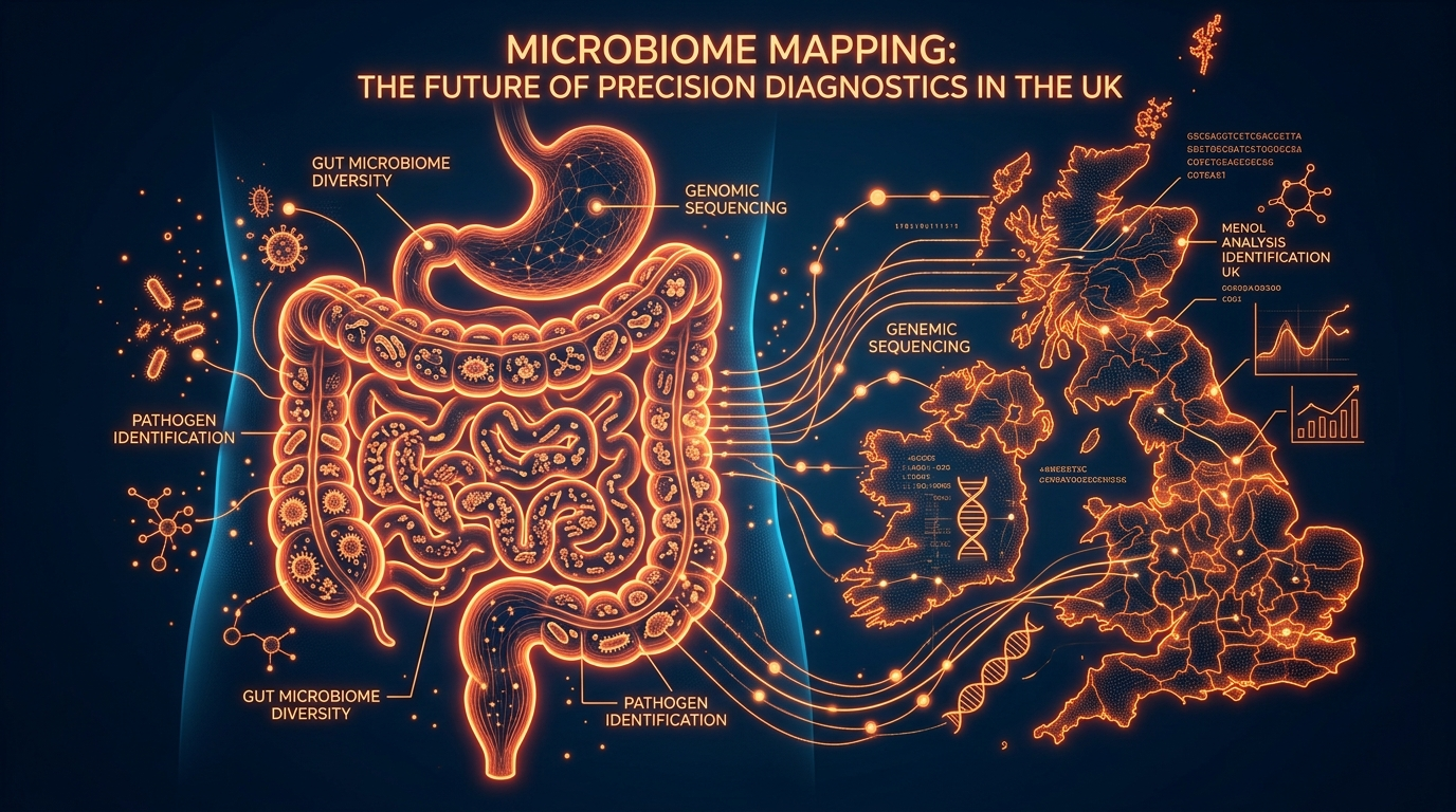 Scientific illustration for Microbiome Mapping: The Future of Precision Diagnostics in the UK