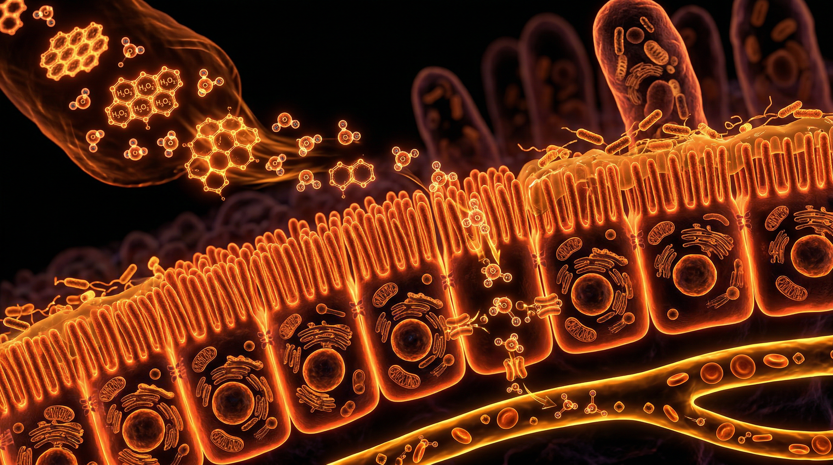 Scientific illustration for Digestive Hydration: The Role of Structured Water in the Gut