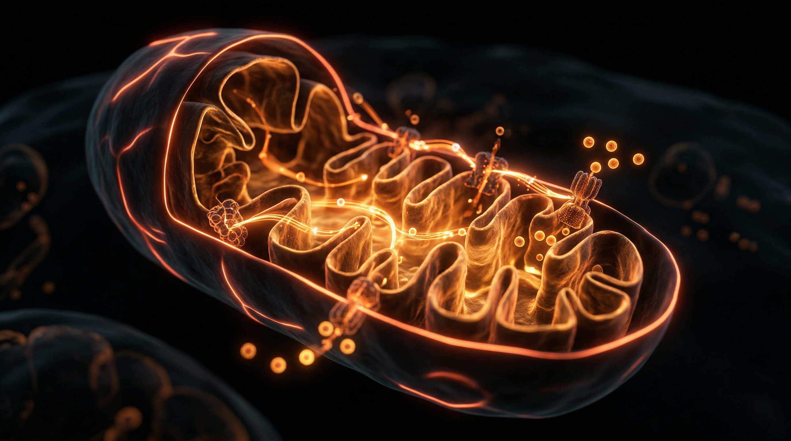 Scientific illustration for Mitochondrial Efficiency: Powering the Human Machine at a Cellular Level