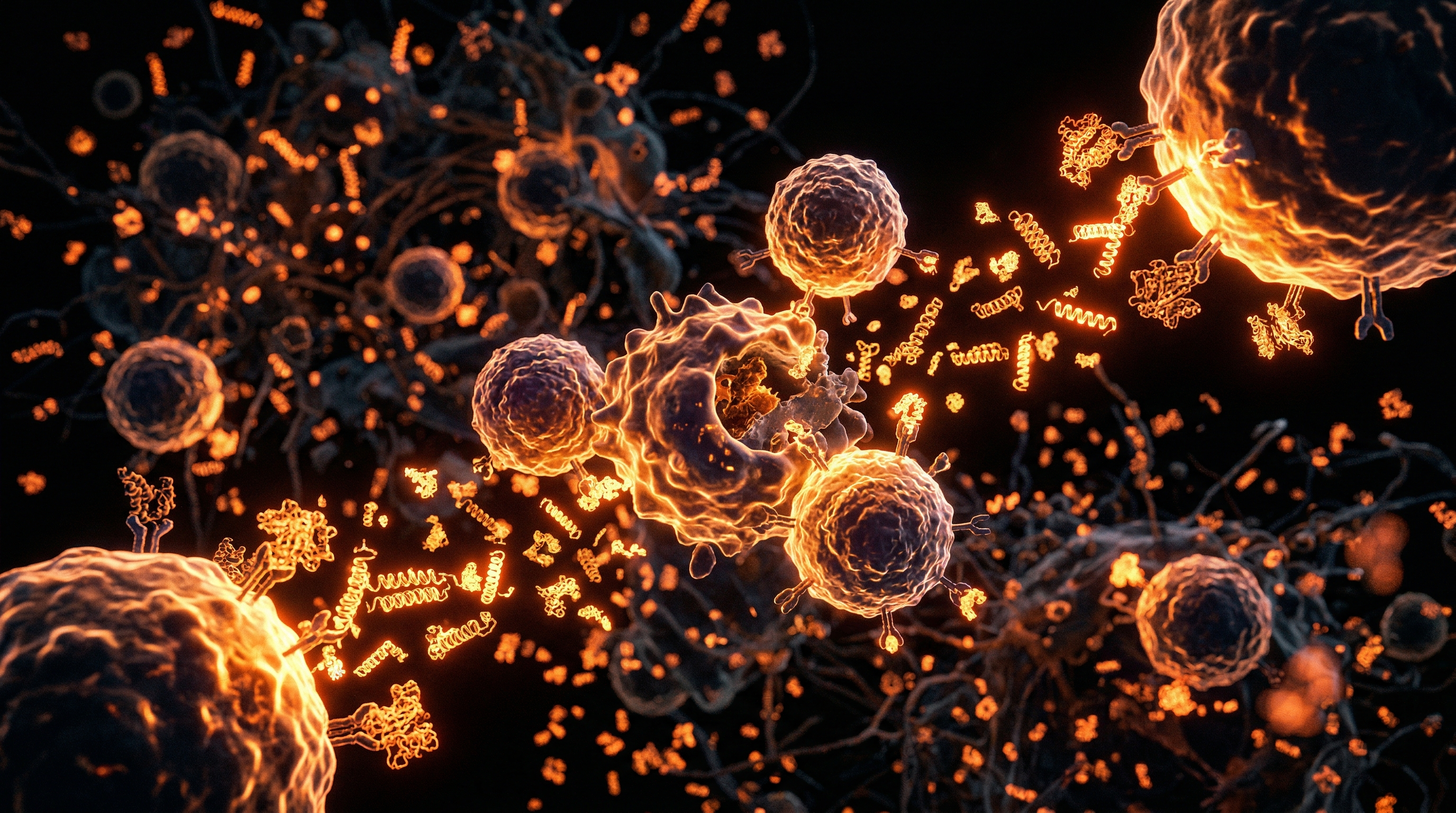 Scientific illustration for Cytokines: The Chemical Messengers of Immune Warfare