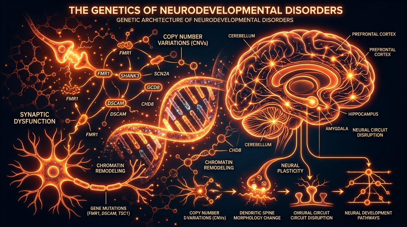Scientific illustration for The Genetics of Neurodevelopmental Disorders