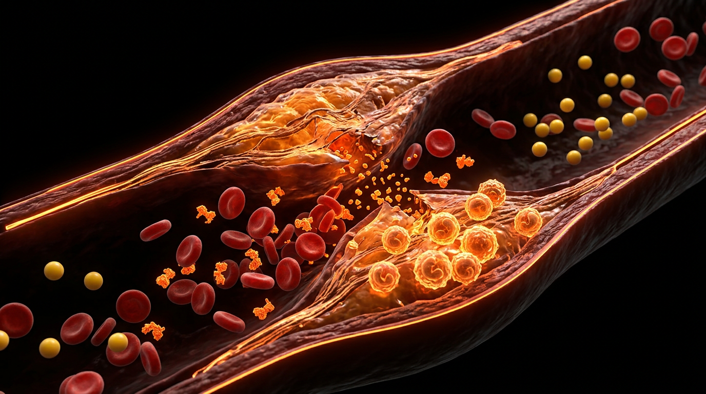 Scientific illustration for The Inflammatory Trigger: Why hs-CRP Levels Predict Cardiac Events Better Than Total Cholesterol
