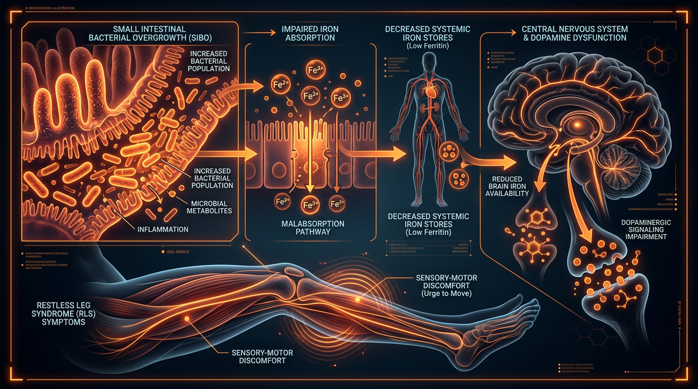 Scientific illustration for Restless Leg Syndrome: Investigating the Iron-SIBO Connection