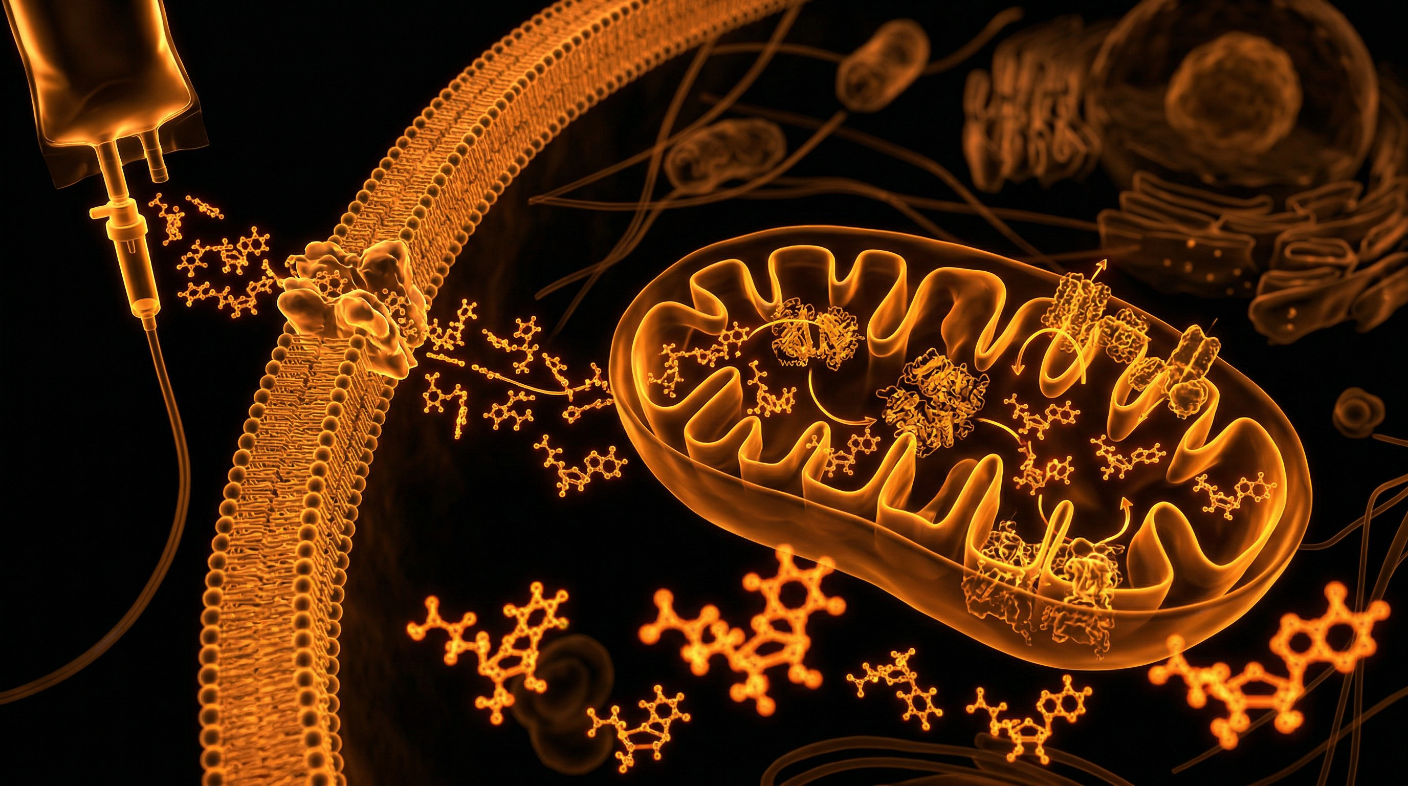 Scientific illustration for NAD+ Resynthesis: Intravenous Pathways to Cellular Longevity