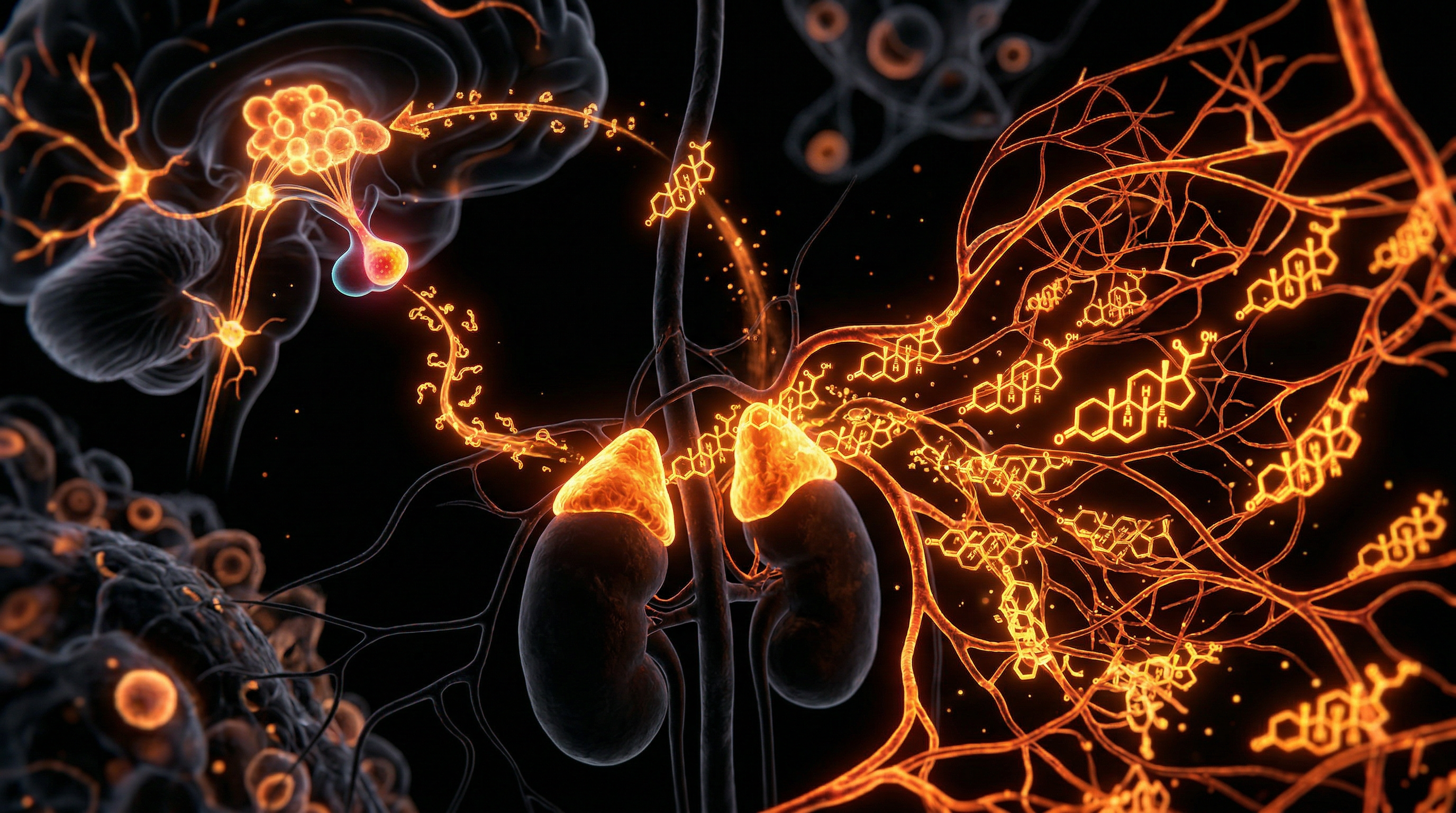 Scientific illustration for Cortisol & The HPA Axis: The Biology of Chronic Stress