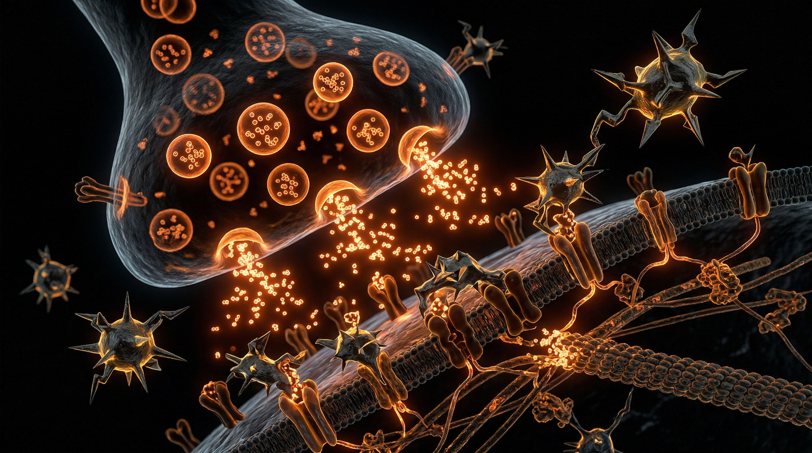 Scientific illustration for Neurotransmitters: The Chemical Orchestra Environmental Toxins Are Disrupting