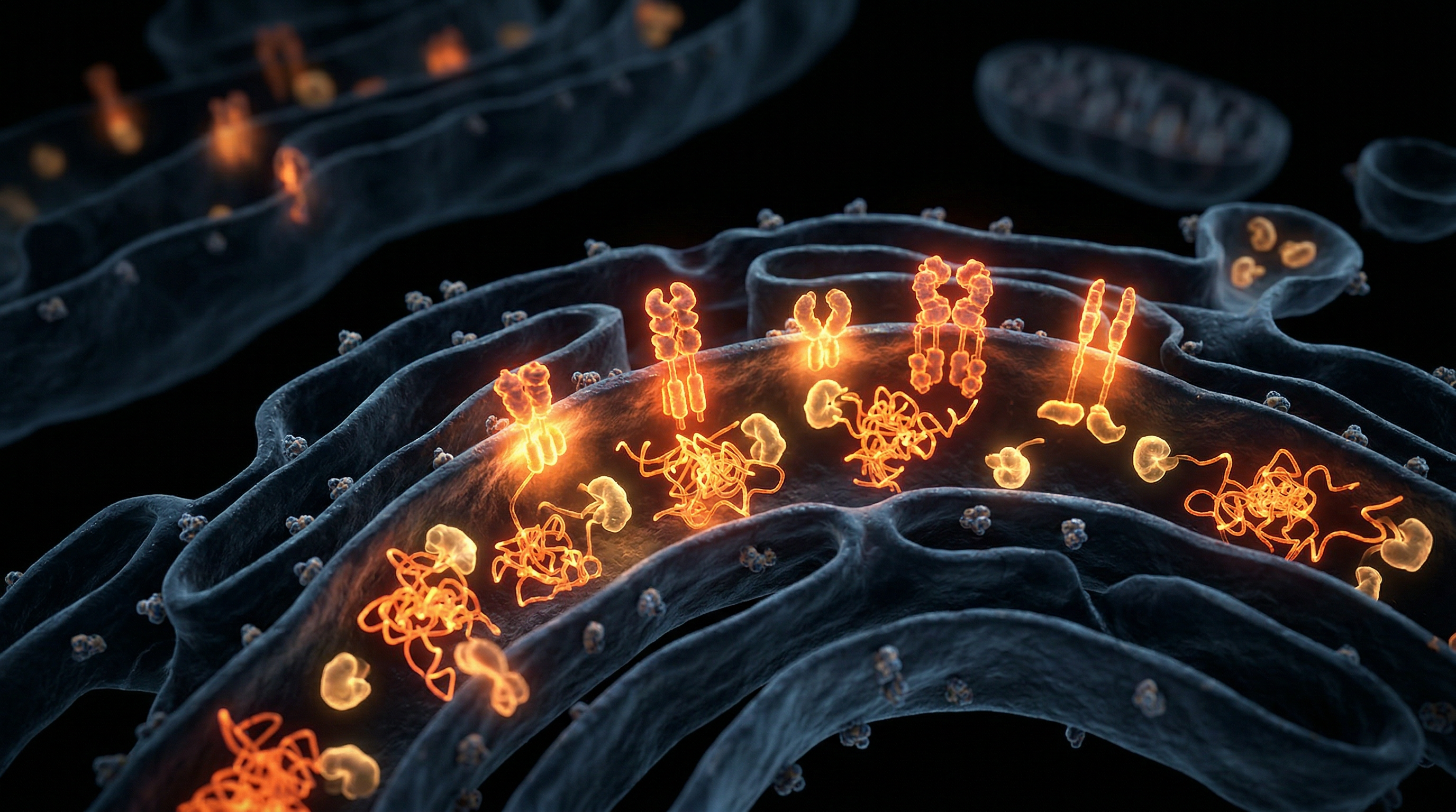 Scientific illustration for The Endoplasmic Reticulum: Managing the Protein Folding Stress Response