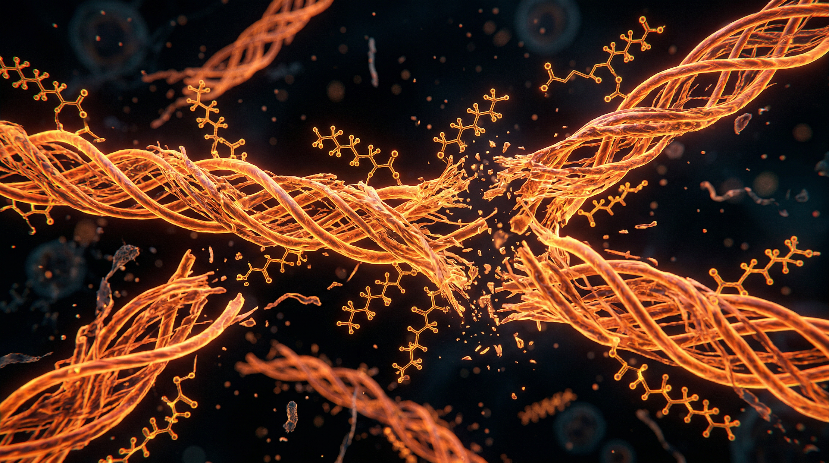 Scientific illustration for PFAS and Collagen Degradation
