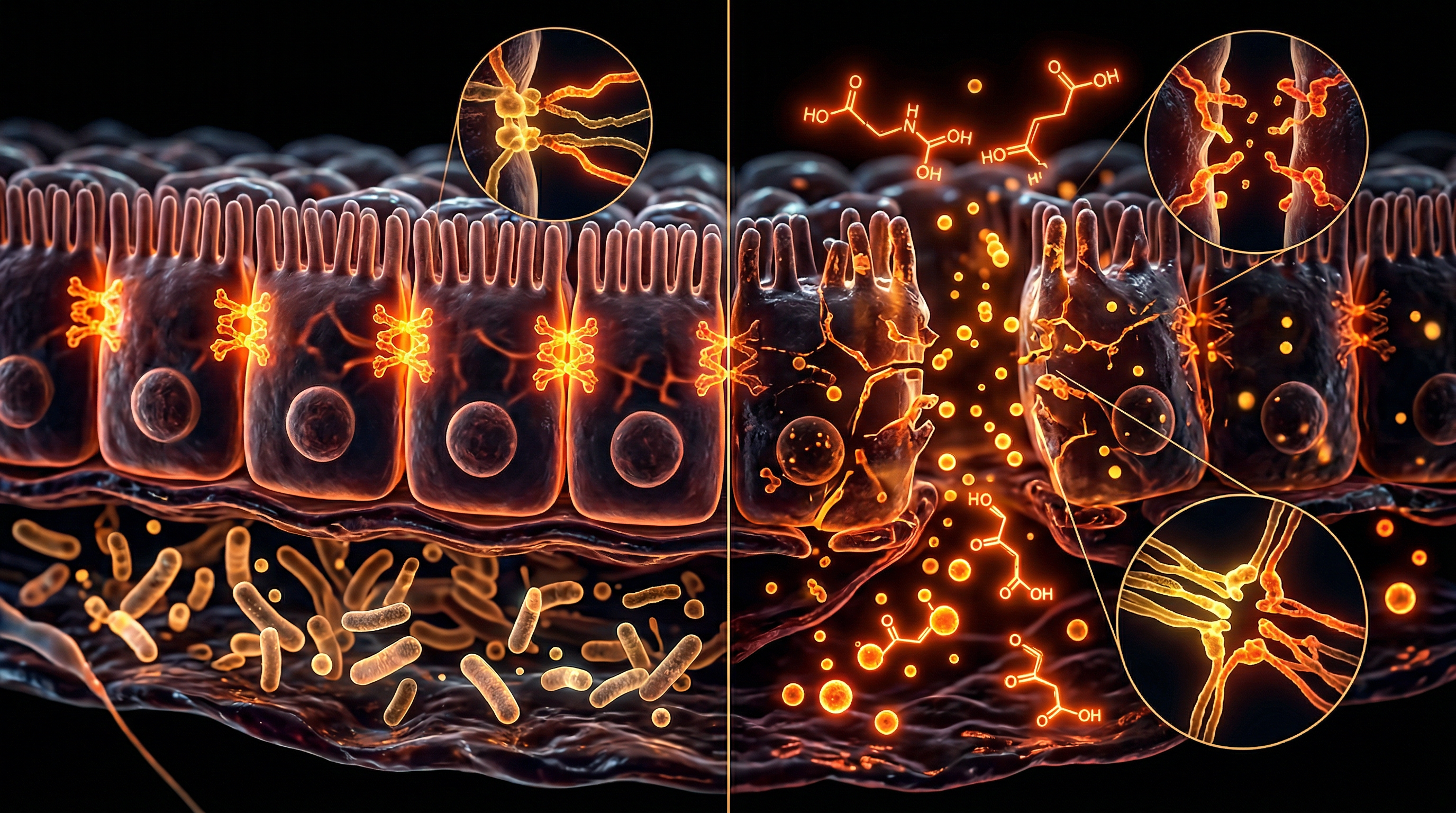 Scientific illustration for Glyphosate-Induced Intestinal Permeability Mechanisms