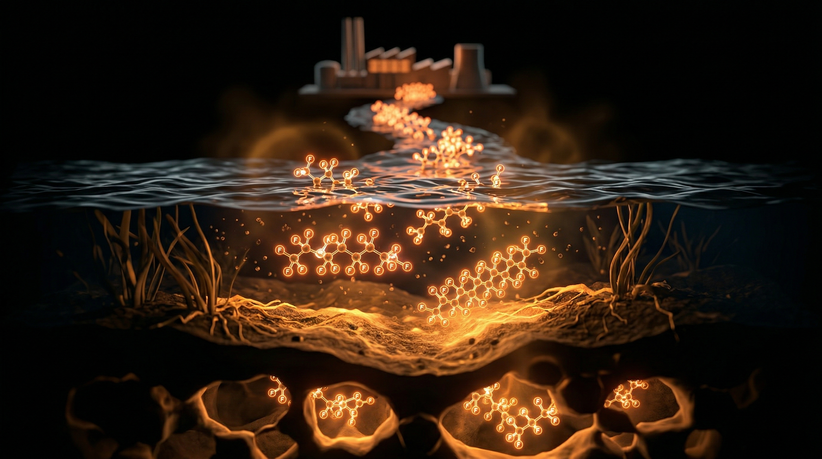 Scientific illustration for PFAS Forever Chemicals: Navigating Forever Chemical Contamination in UK Water
