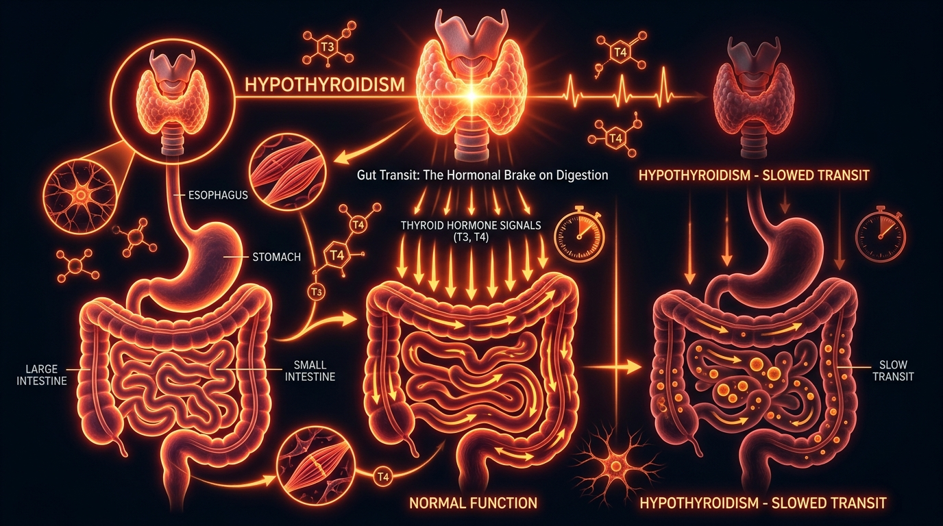 Scientific illustration for Hypothyroidism and Gut Transit: The Hormonal Brake on Digestion