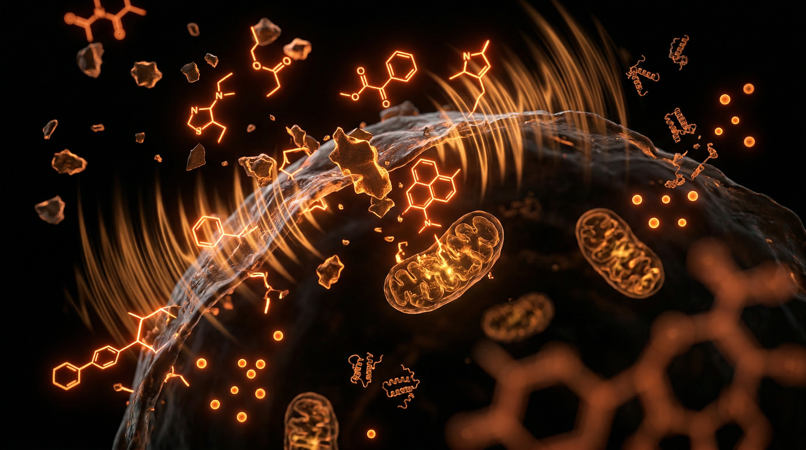 Scientific illustration for Environmental Synergies: How EMFs and Pollutants Exacerbate Post-Viral Symptoms