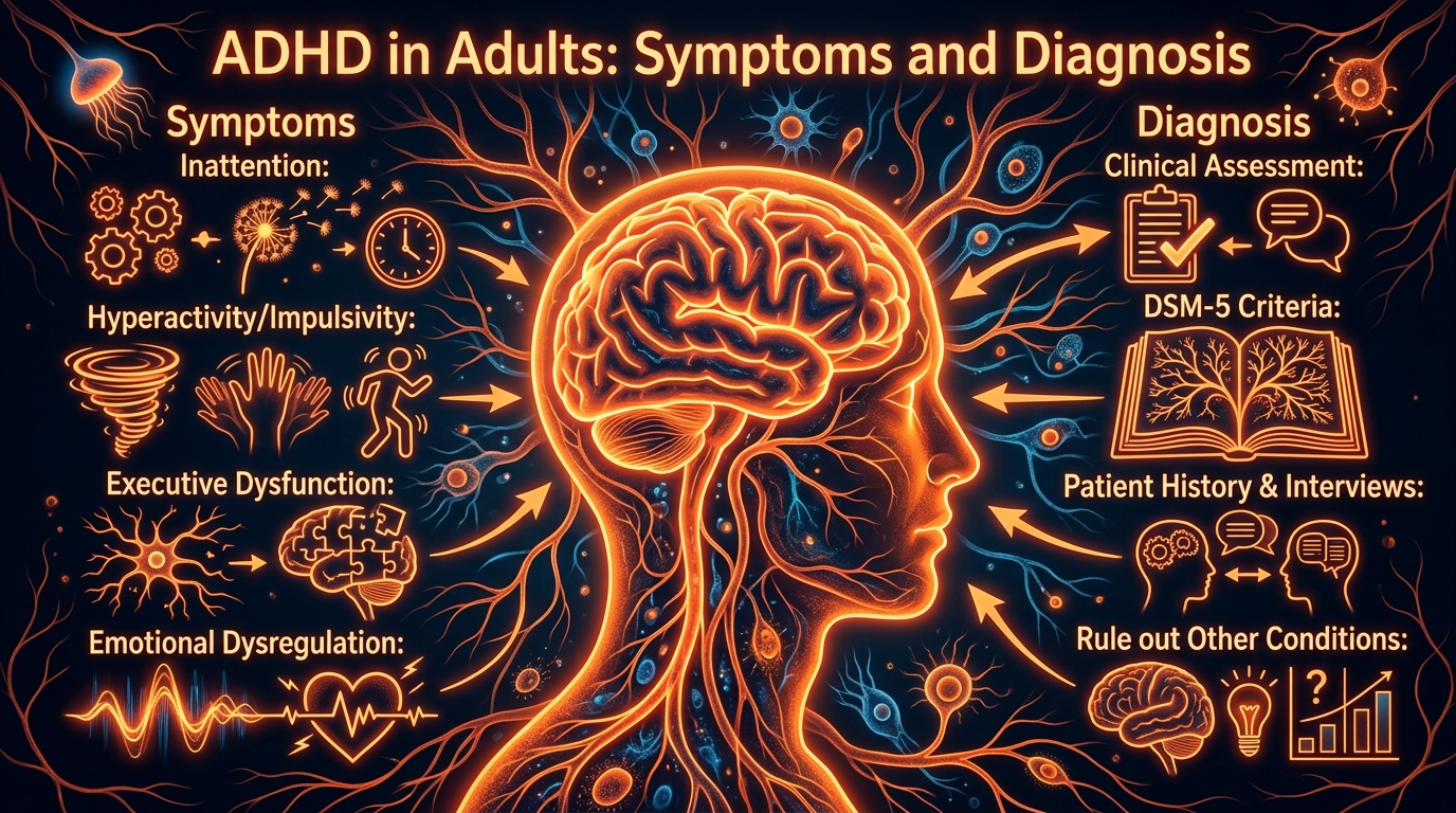 Scientific illustration for ADHD in Adults: Symptoms and Diagnosis
