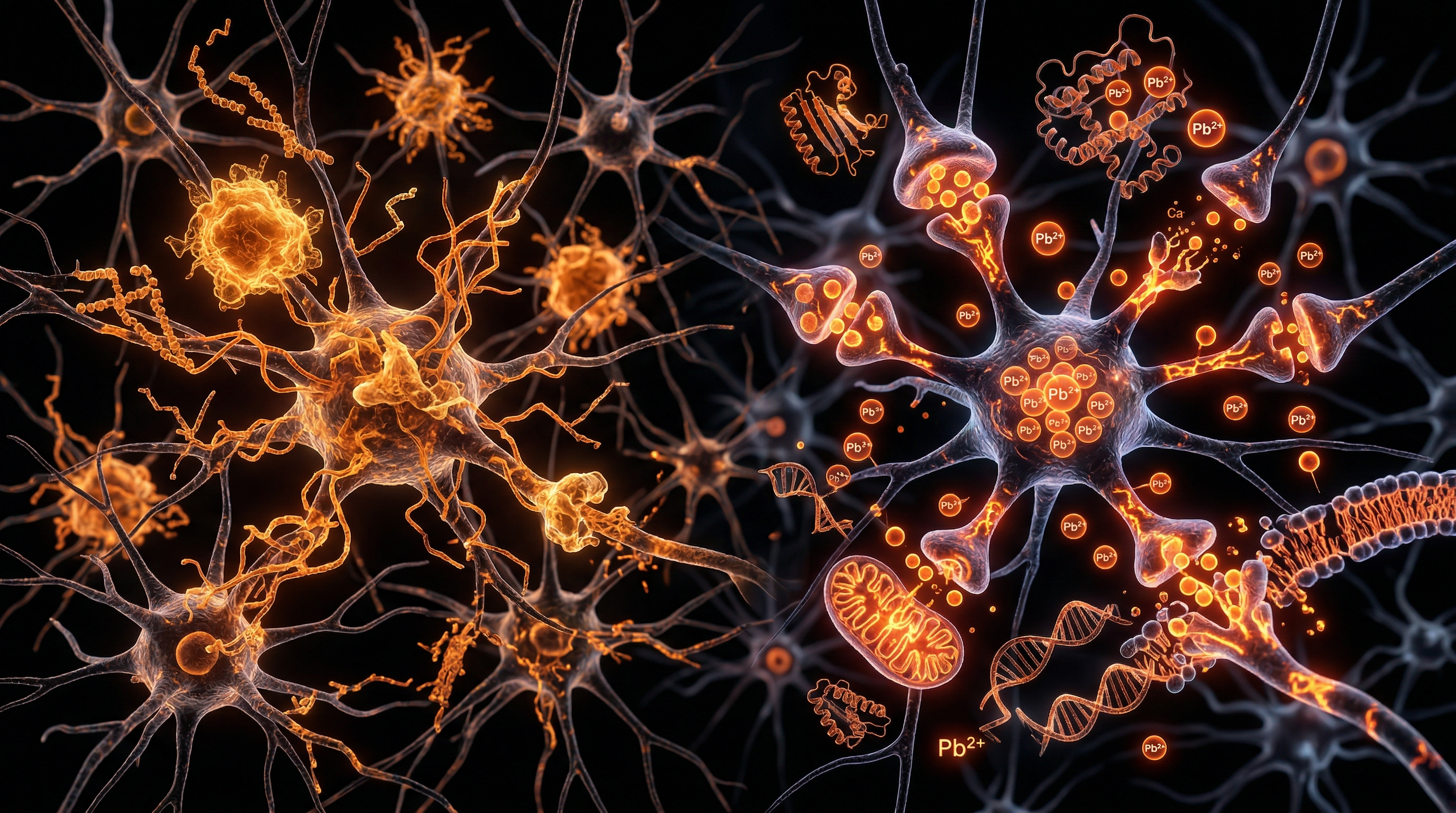 Scientific illustration for Heavy Metal Burden: Dementia vs Lead Toxicity
