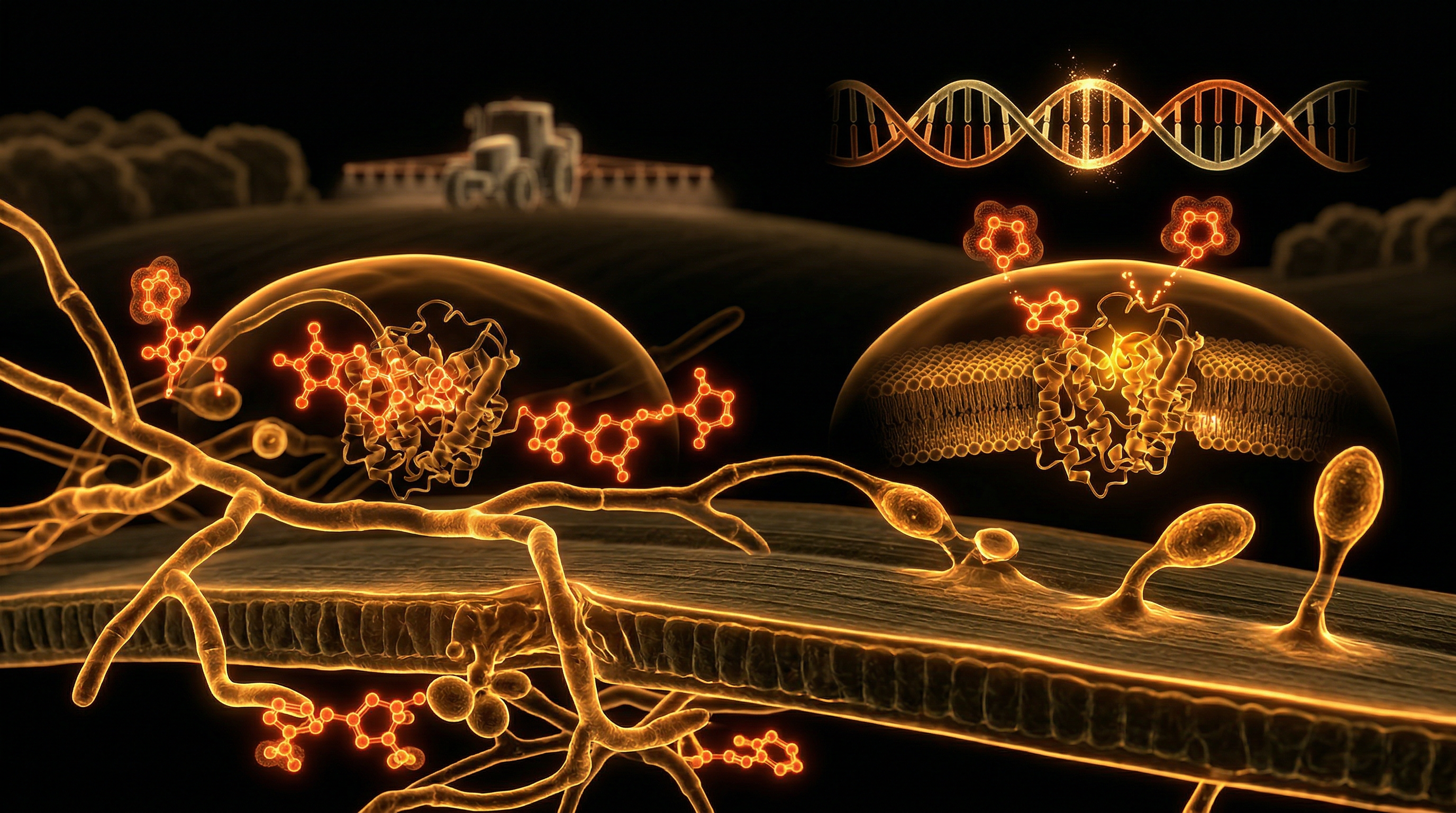 Scientific illustration for Azole Resistance: How Agricultural Fungicides Shape UK Pathogens