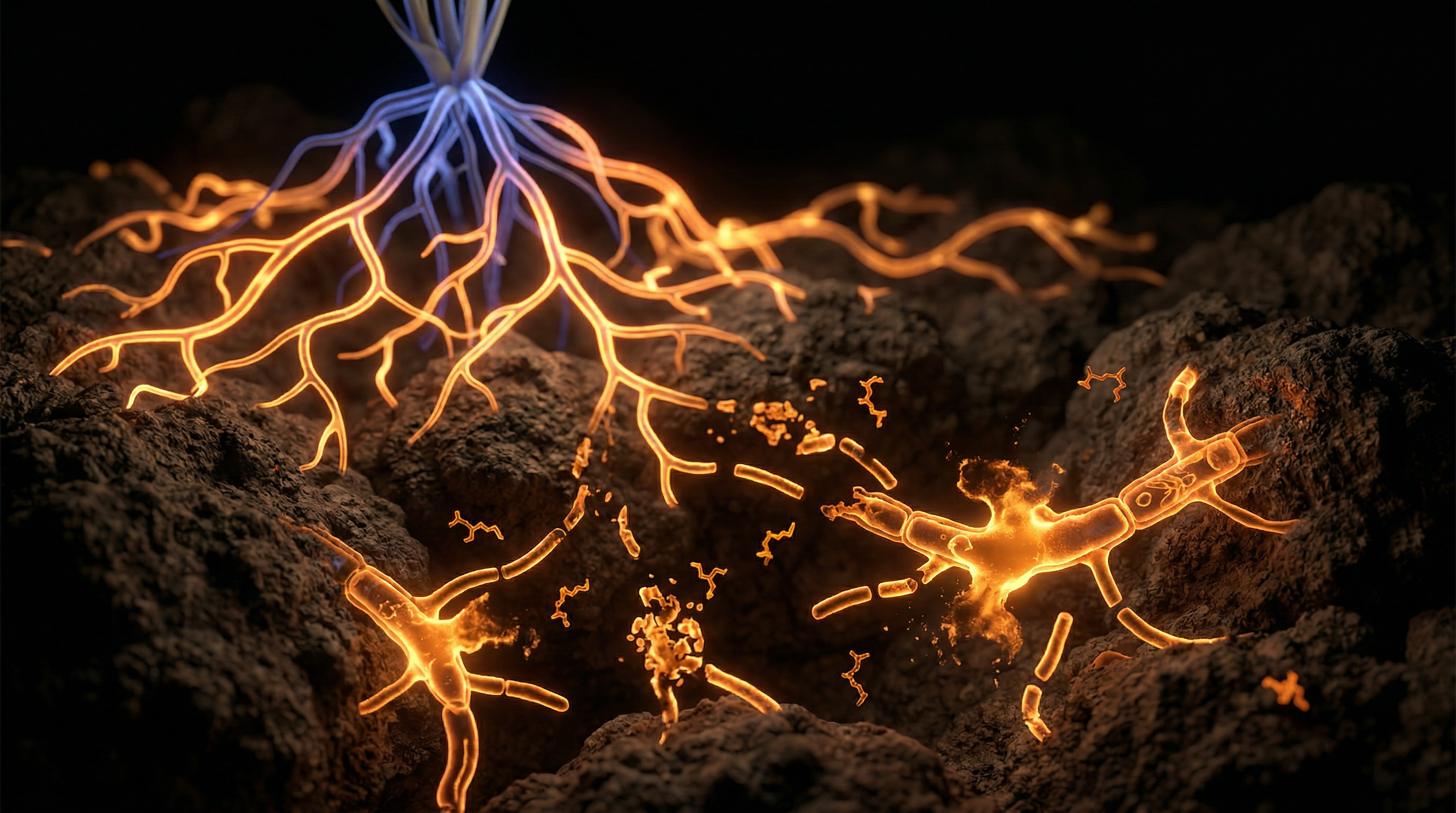 Scientific illustration for Soil Sterility: The Impact of Fumigants on UK Mycorrhizal Networks