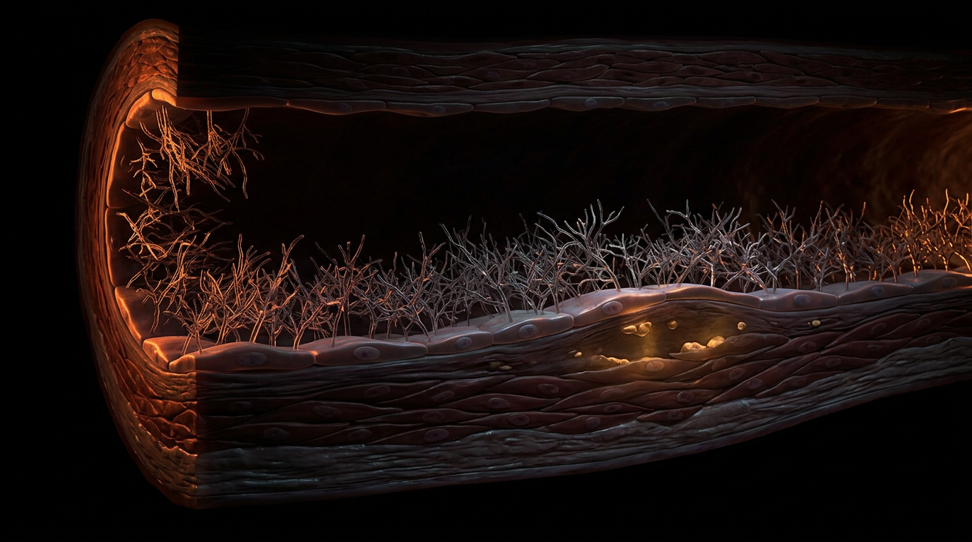Scientific illustration for The Endothelial Glycocalyx: Decoding the Microscopic Shield Against Arterial Calcification