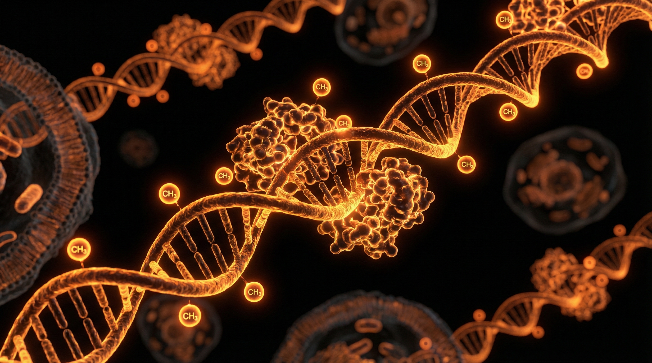 Scientific illustration for Methylation: The Biochemical Master Switch Governing Toxic Resilience