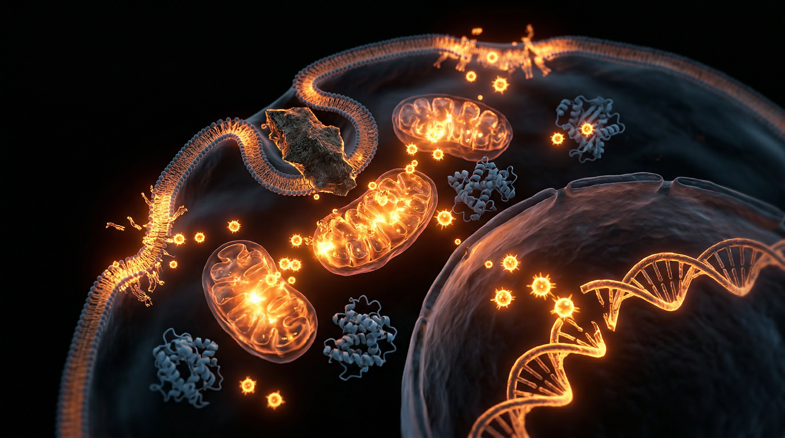 Scientific illustration for Cellular Oxidative Stress: The Mechanism of Plastic Toxicity