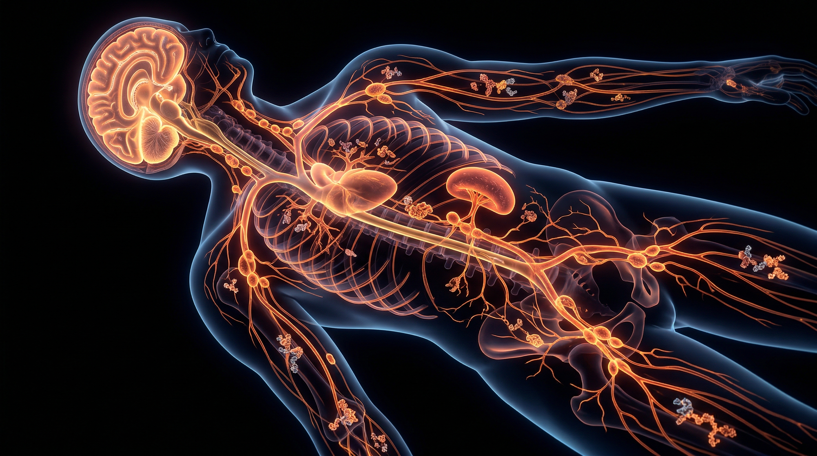 Scientific illustration for The Body's Waste Management: The Lymphatic and Glymphatic Systems