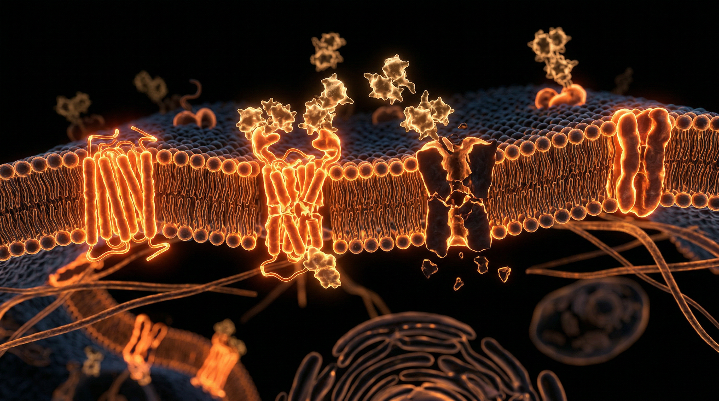 Scientific illustration for Cell Membrane: The Intelligent Gatekeeper Toxins Are Destroying
