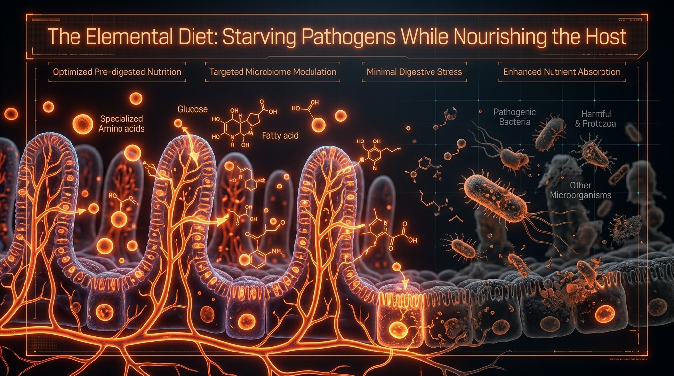 Scientific illustration for The Elemental Diet: Starving Pathogens While Nourishing the Host