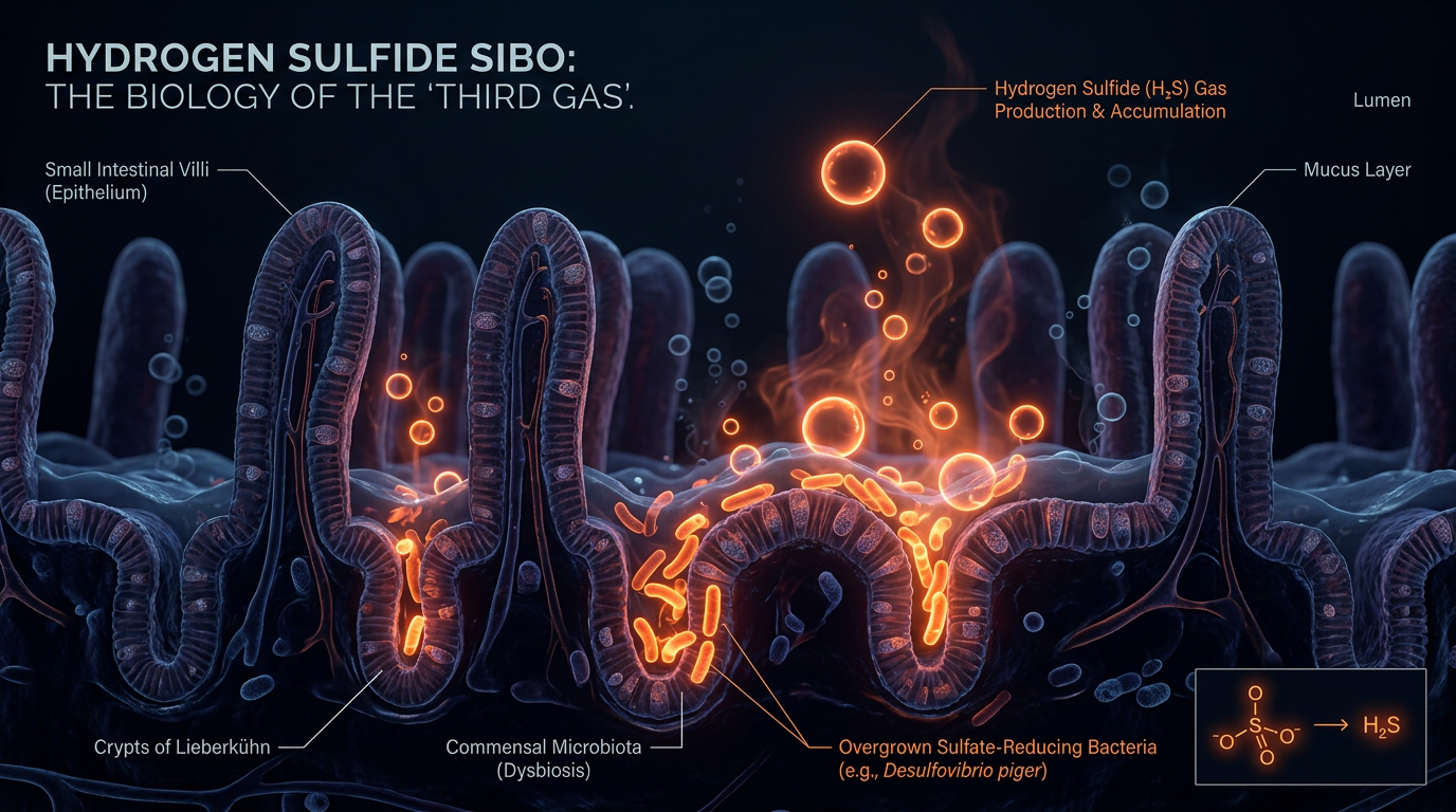 Scientific illustration for Hydrogen Sulfide SIBO: The Biology of the Third Gas