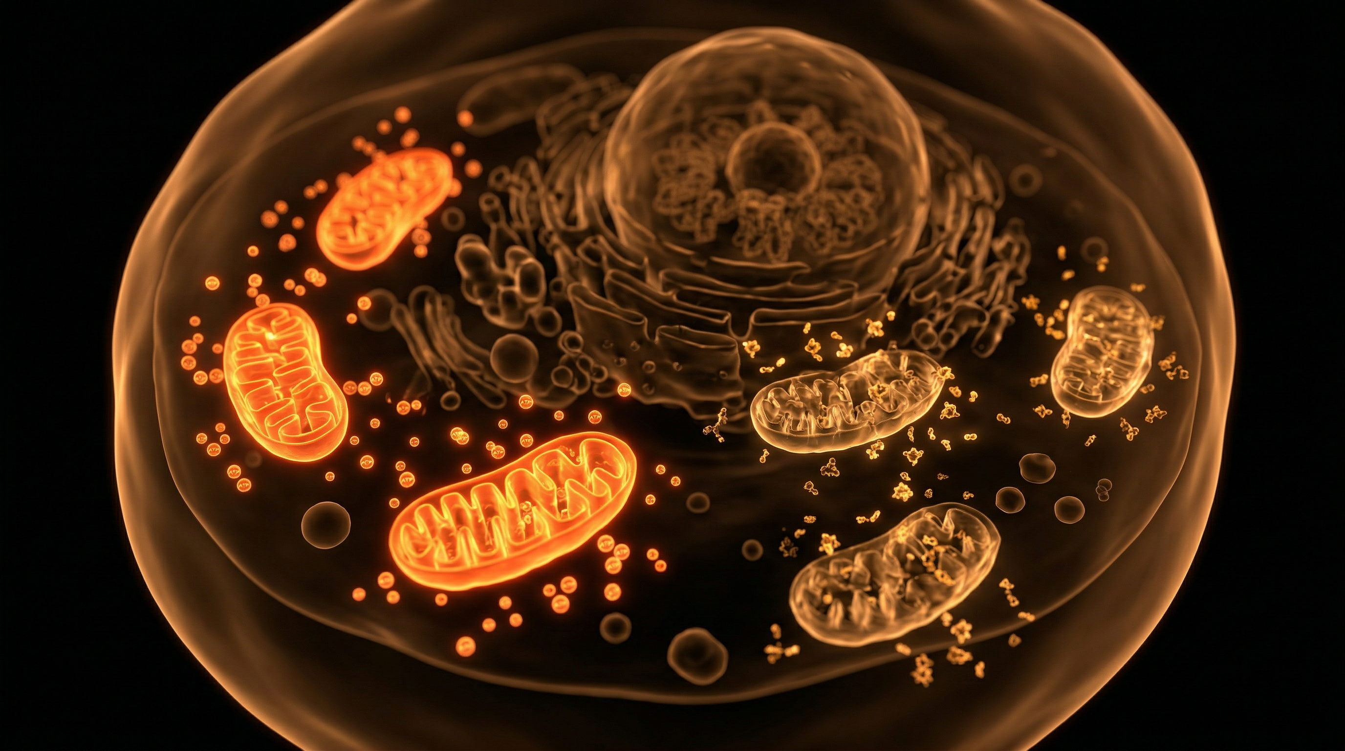 Scientific illustration for Mitochondrial Dysfunction: Why Stem Cells Lose Their Power