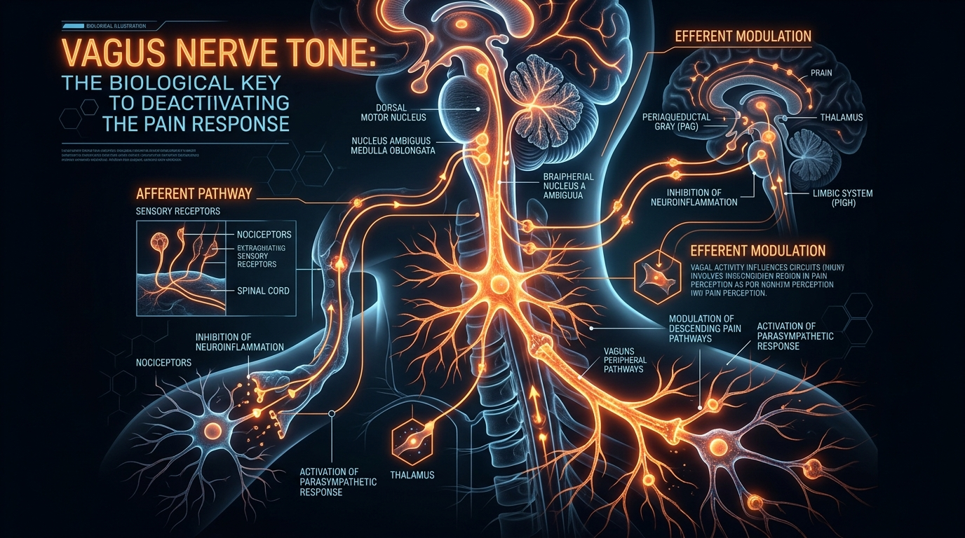 Scientific illustration for Vagus Nerve Tone: The Biological Key to Deactivating the Pain Response