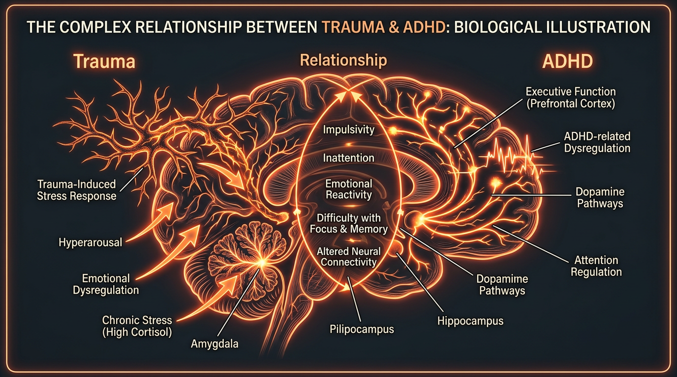 Scientific illustration for The Relationship between Trauma and ADHD