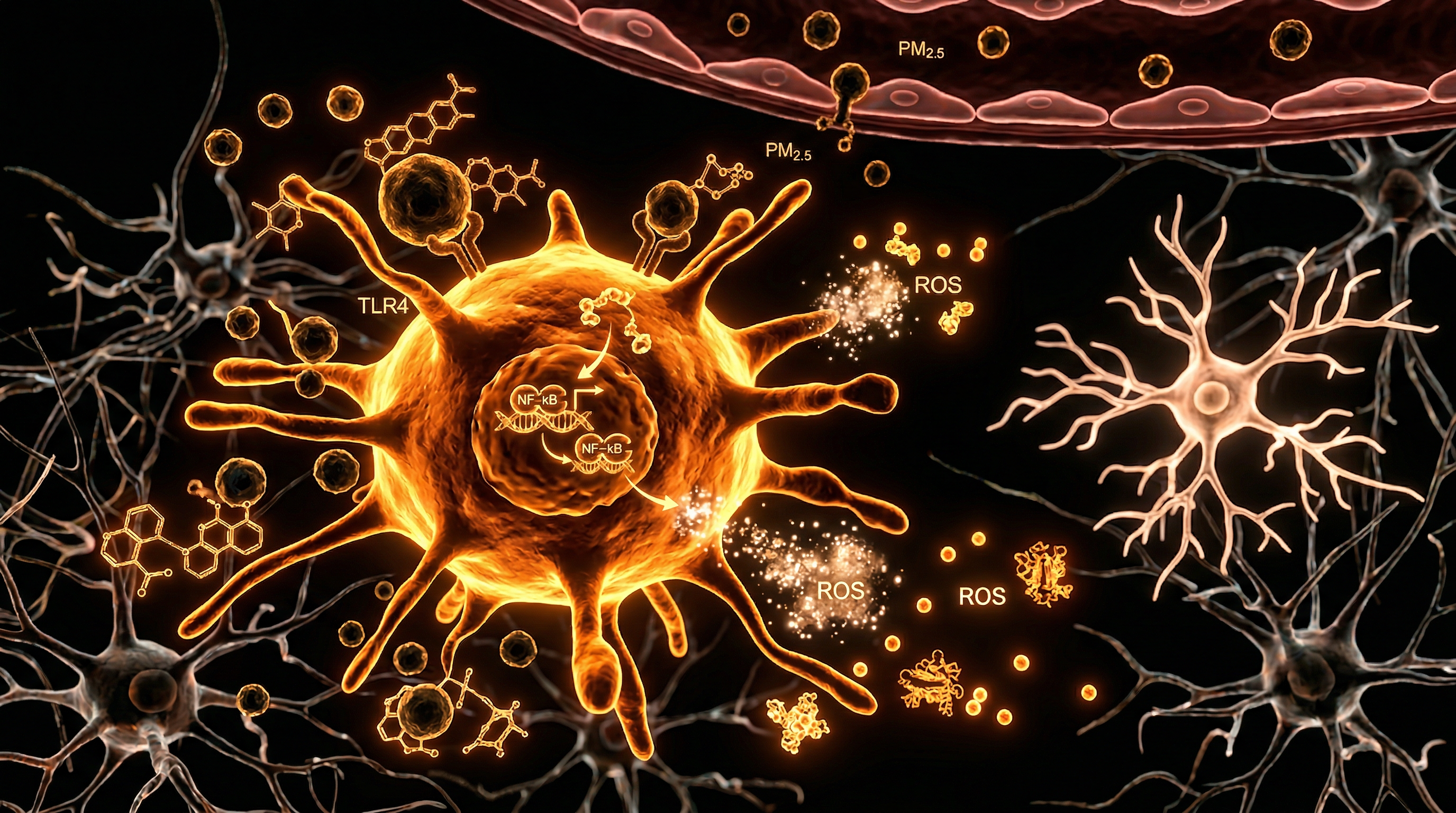 Scientific illustration for UK Urban Air Pollution and Microglial Activation