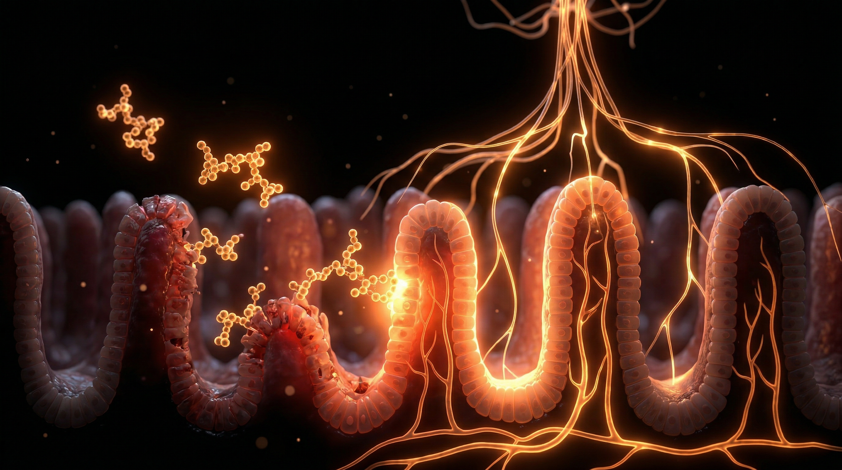 Scientific illustration for How BPC-157 Repairs the Gut Lining and Influences the Brain-Gut Axis