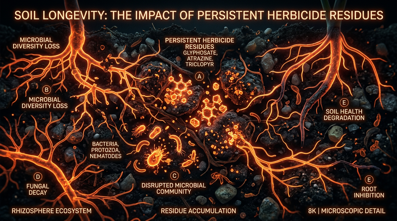 Scientific illustration for Soil Longevity: The Impact of Persistent Herbicide Residues