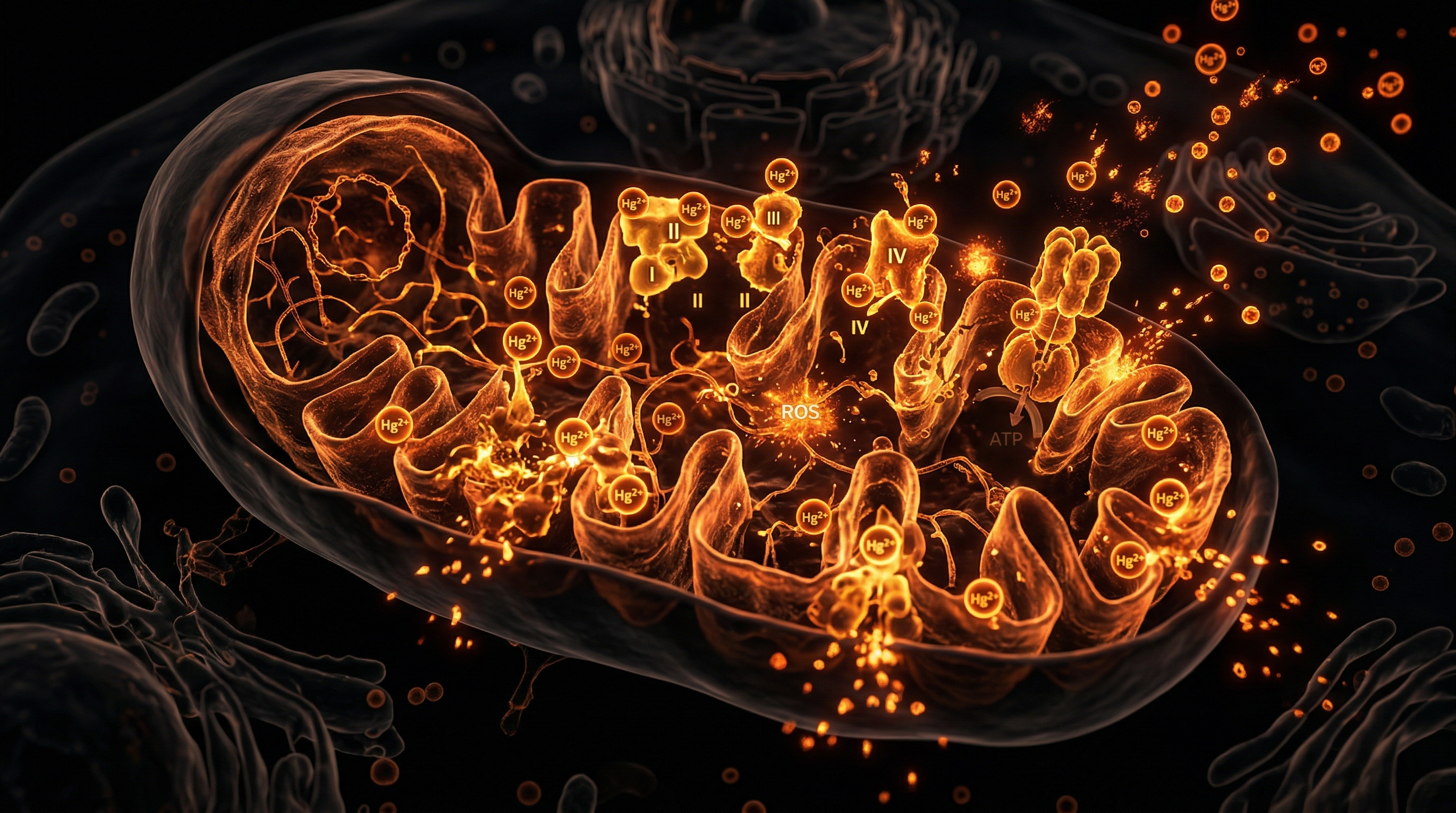 Scientific illustration for Mercury Poisoning & Mitochondrial Damage: The ME/CFS Connection