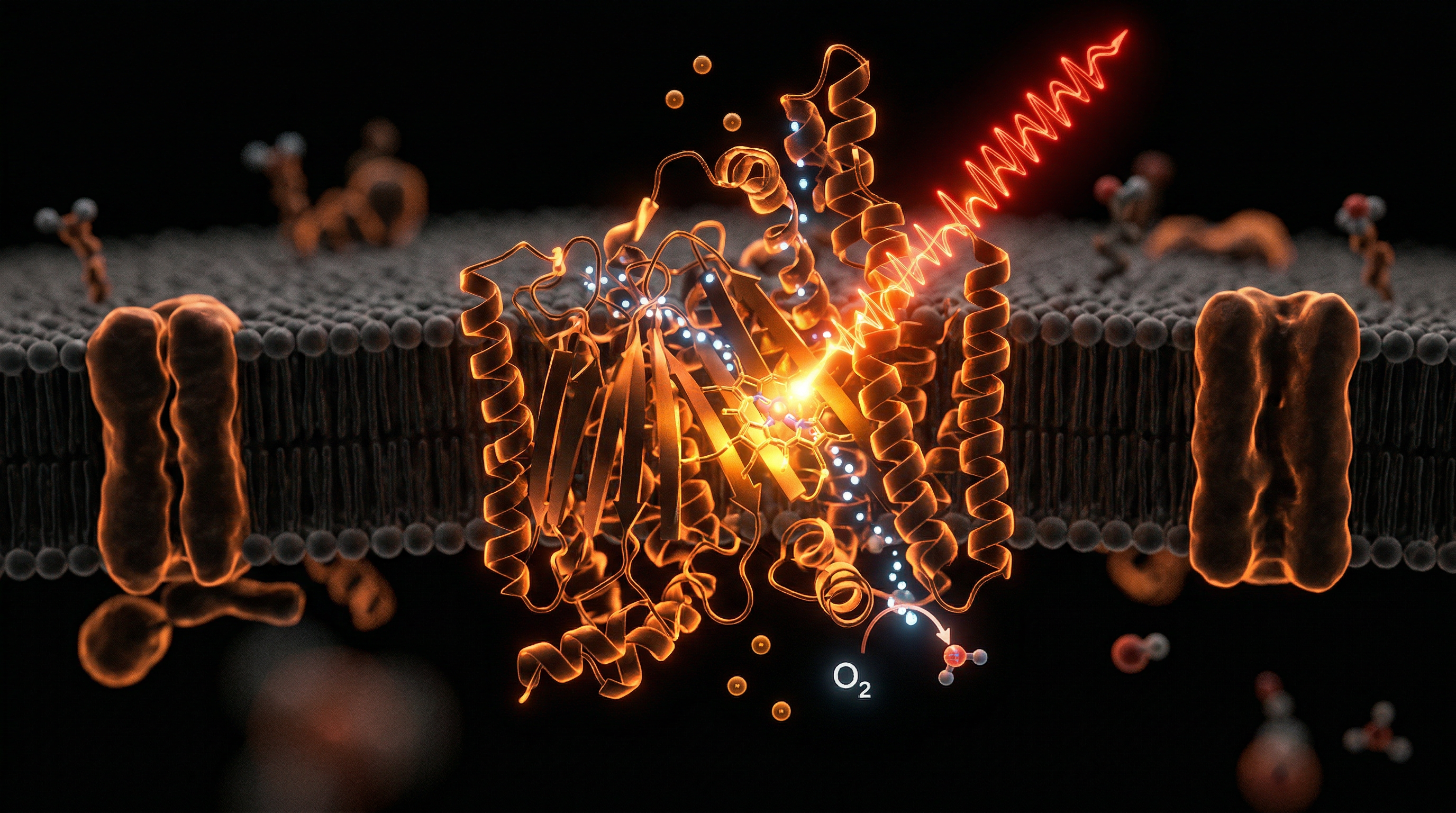 Scientific illustration for Cytochrome C Oxidase: The Molecular Master Switch of Red Light Efficacy