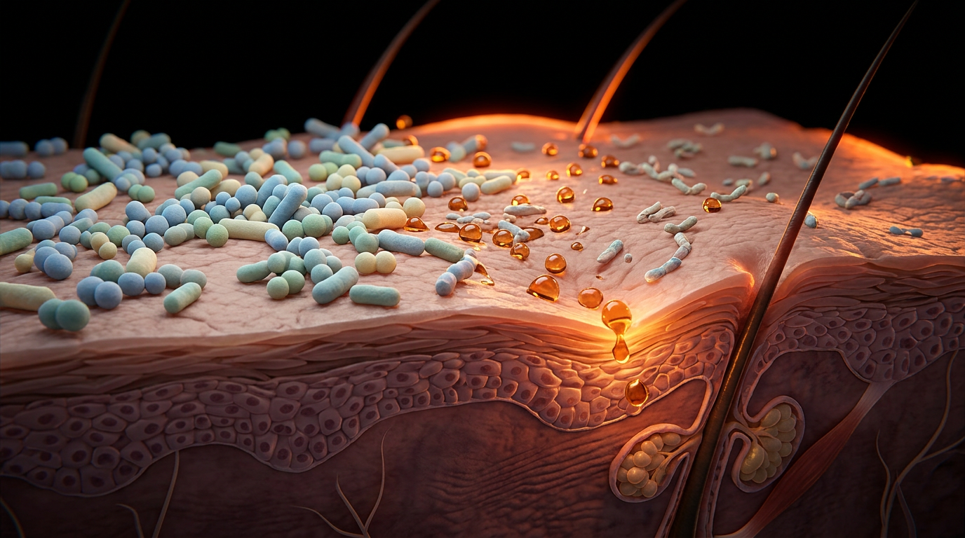 Scientific illustration for Preservative Paradox: How Cosmetic Antiseptics Disrupt the Dermal Microbiome