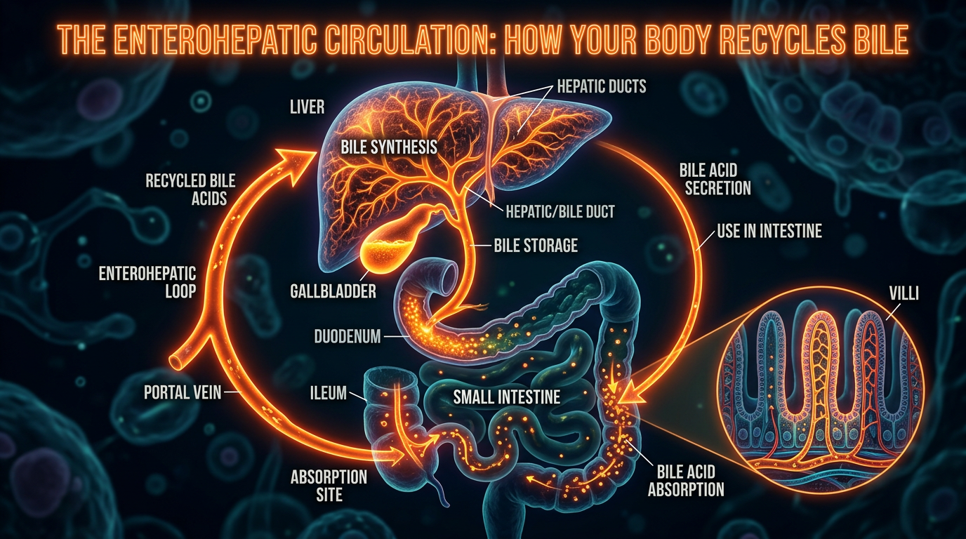 Scientific illustration for The Enterohepatic Circulation: How Your Body Recycles Bile