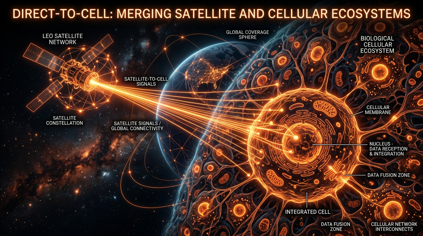Scientific illustration for Direct-to-Cell: Merging Satellite and Cellular Ecosystems