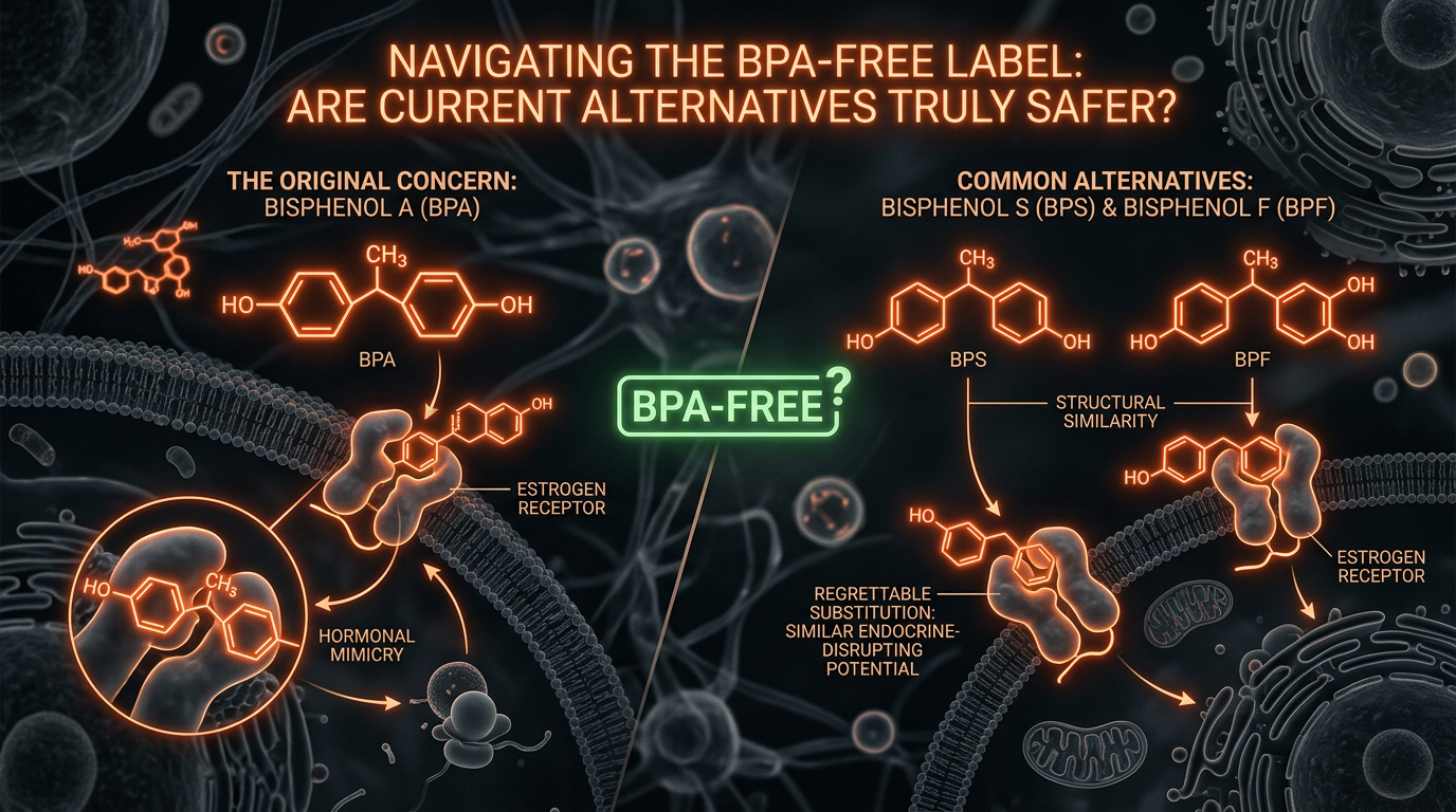 Scientific illustration for Navigating the BPA-Free Label: Are Current Alternatives Truly Safer?